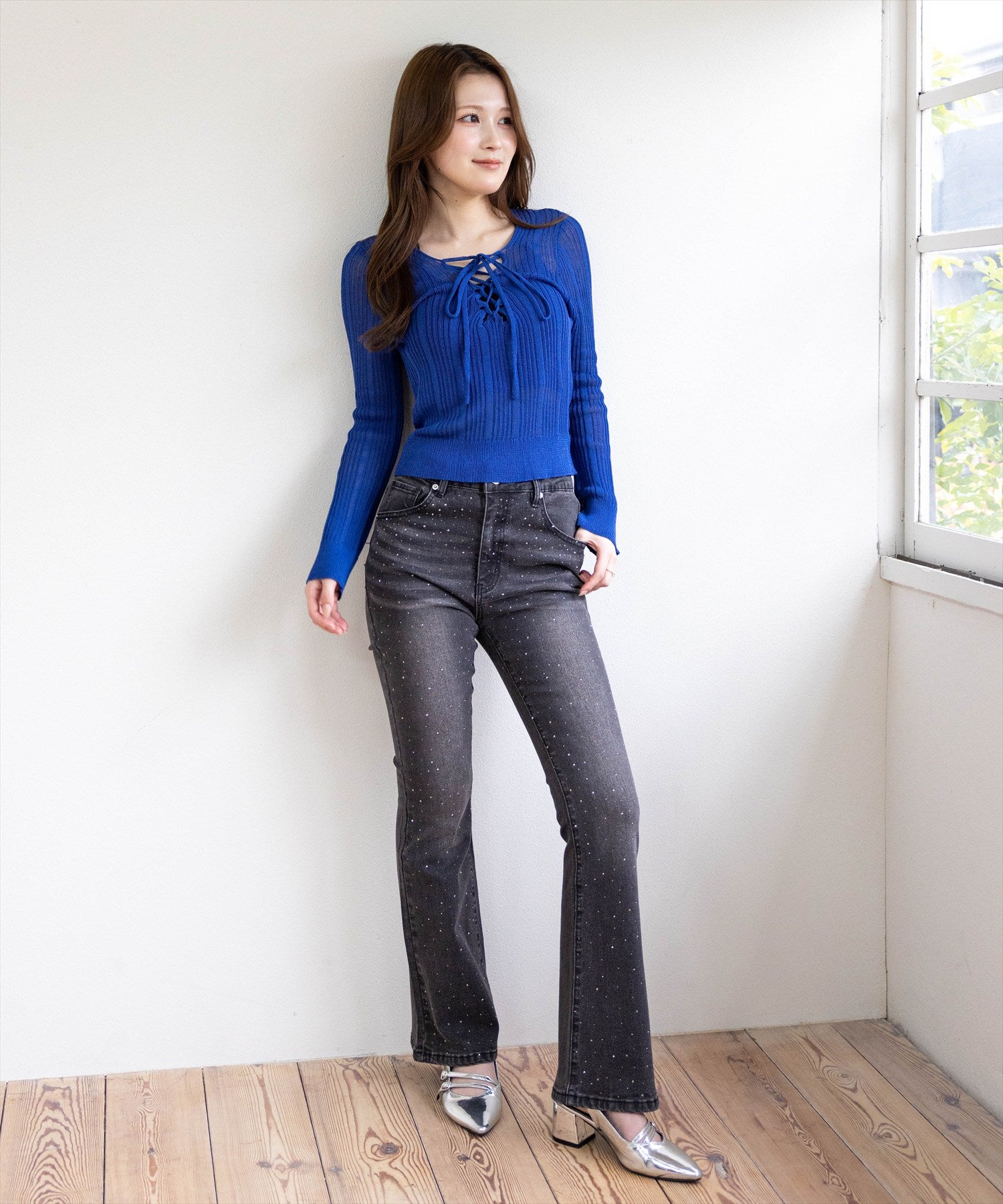 163cm/ブルー着用