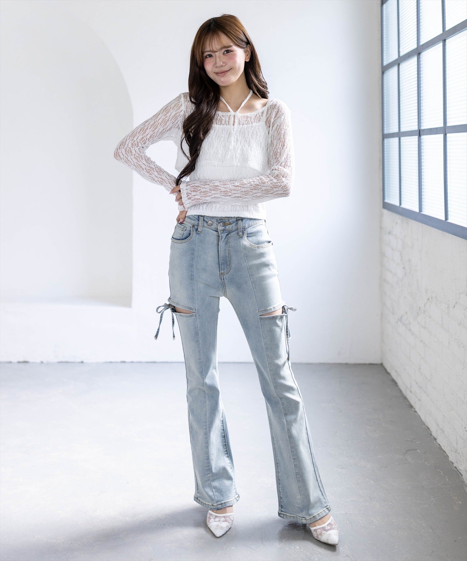 161cm/オフホワイト着用
