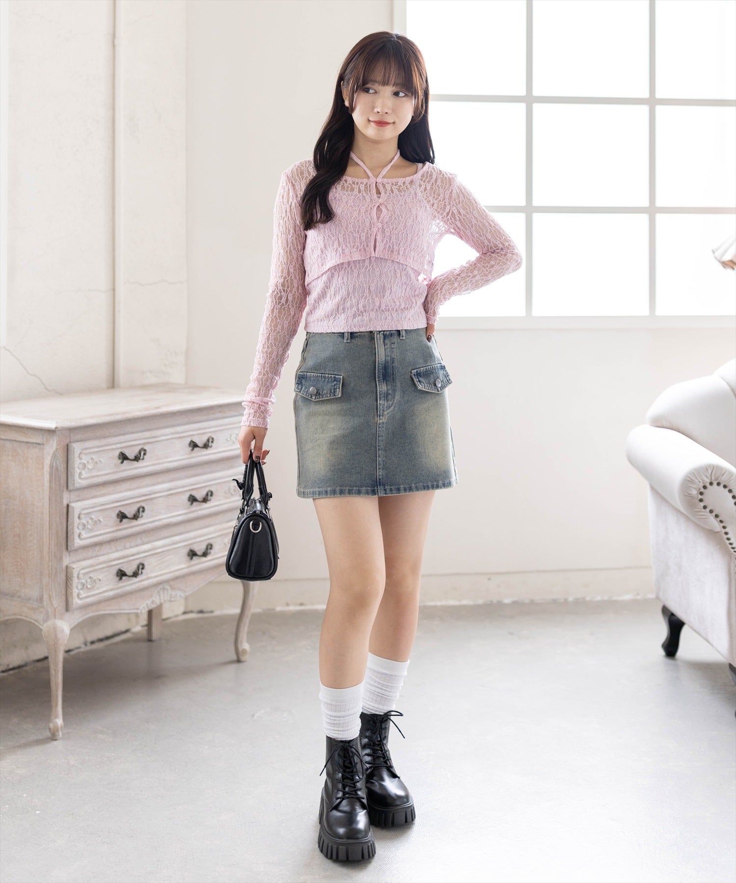 162cm/ピンク着用