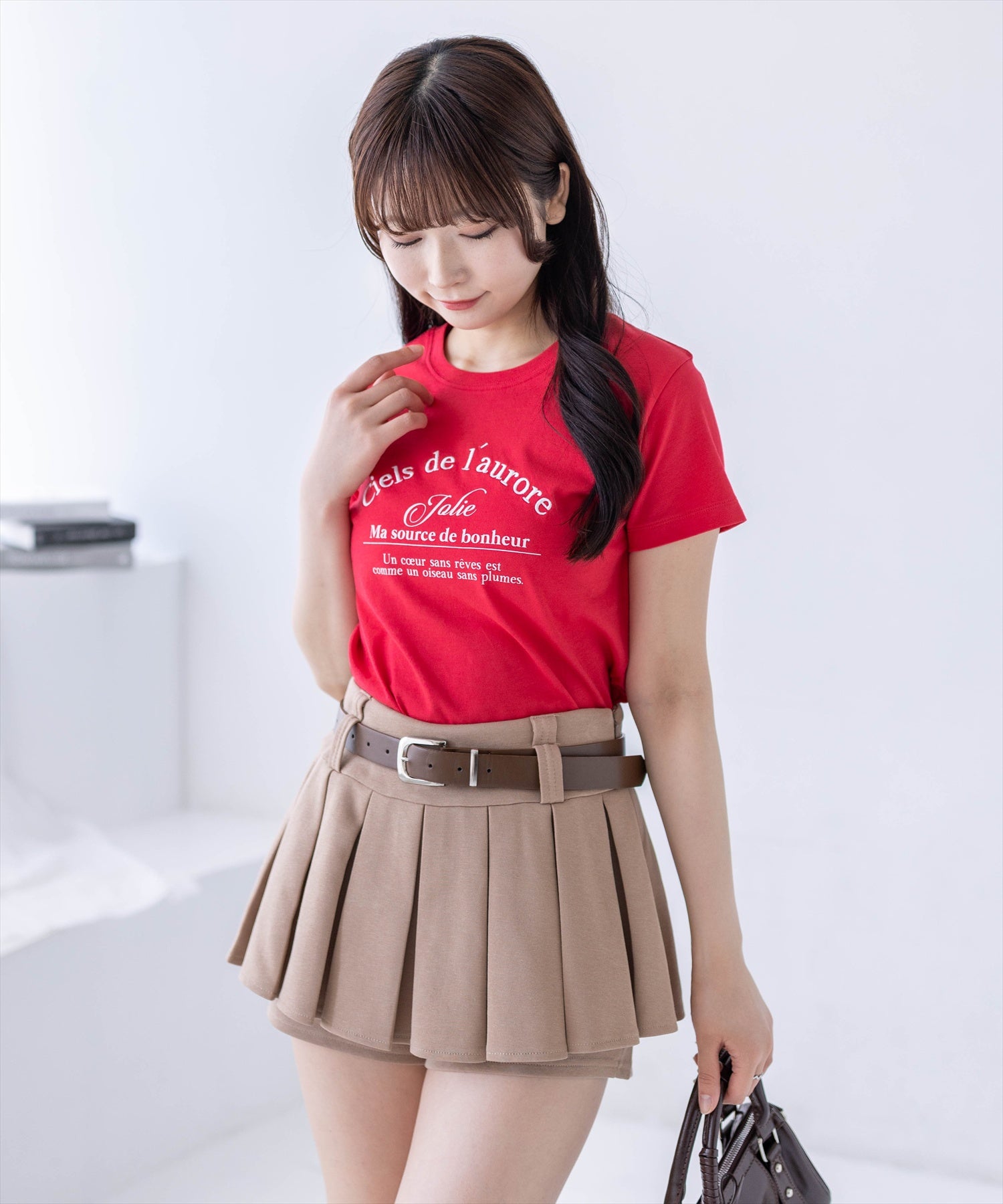 clear ジャストサイズ/ロゴ刺繍入りプリントTシャツ[CL9692