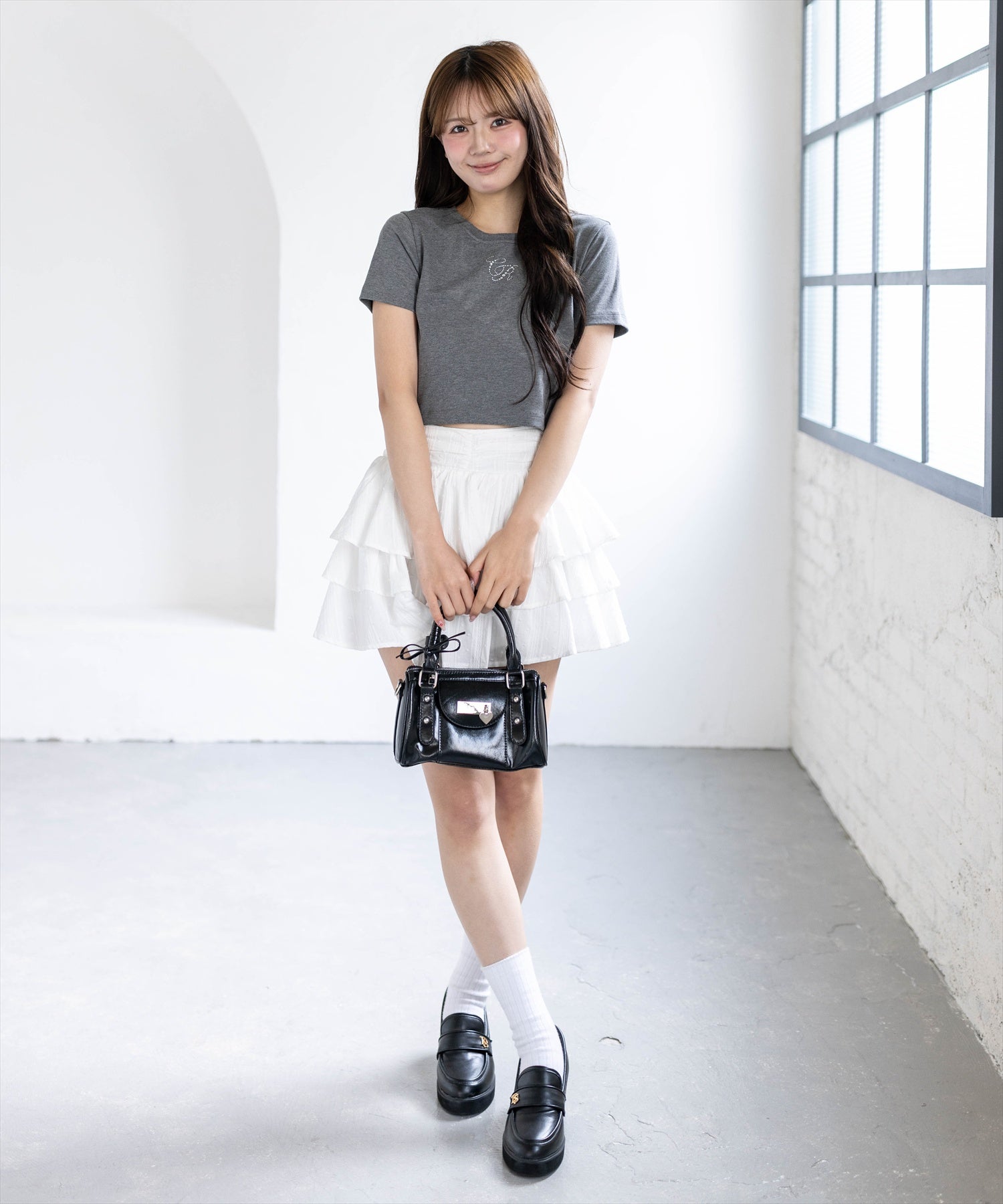 161cm/グレー着用