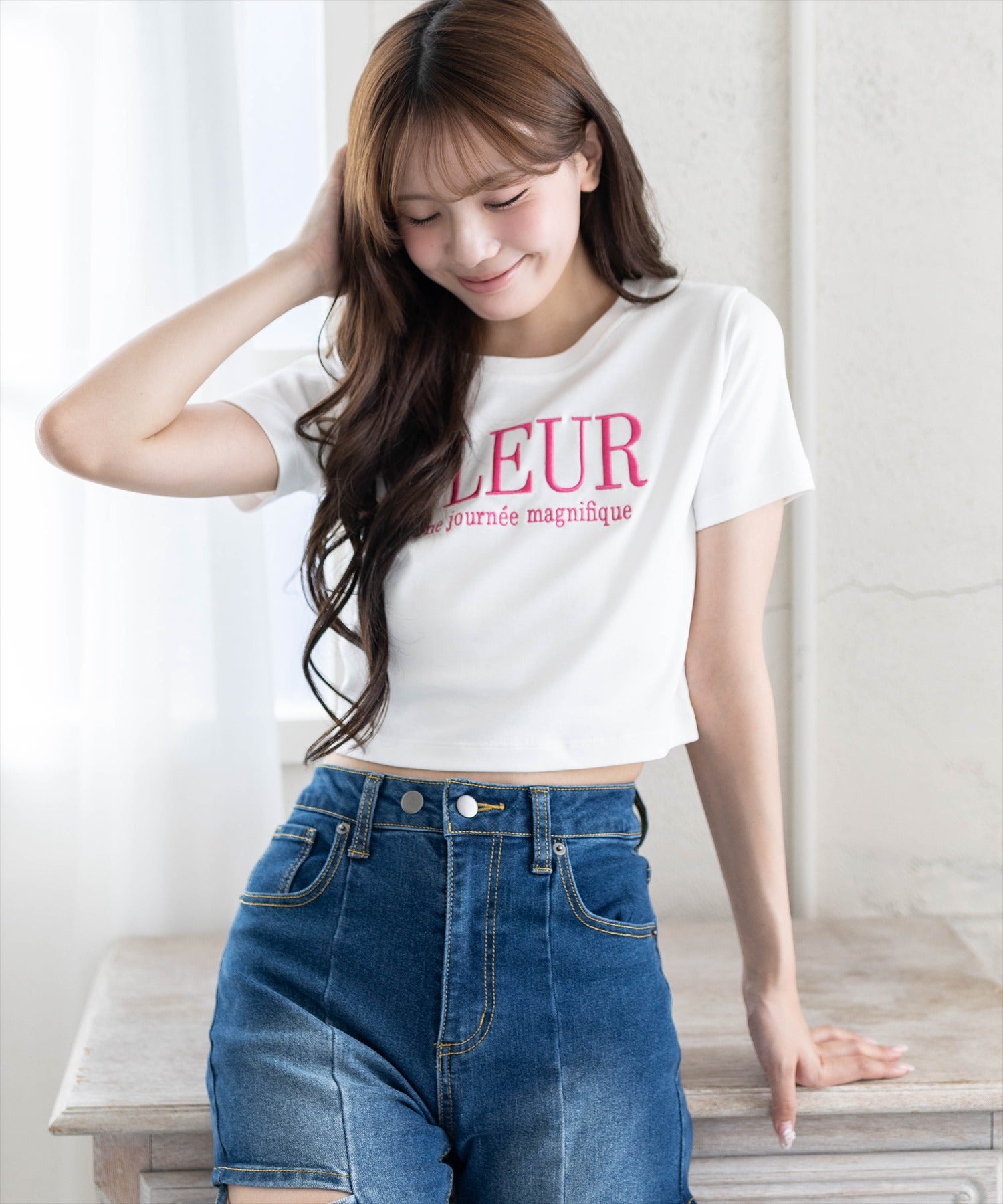 clear≪新作≫クロップドサイズ/刺繍ロゴチビT[CL9690] | レディース