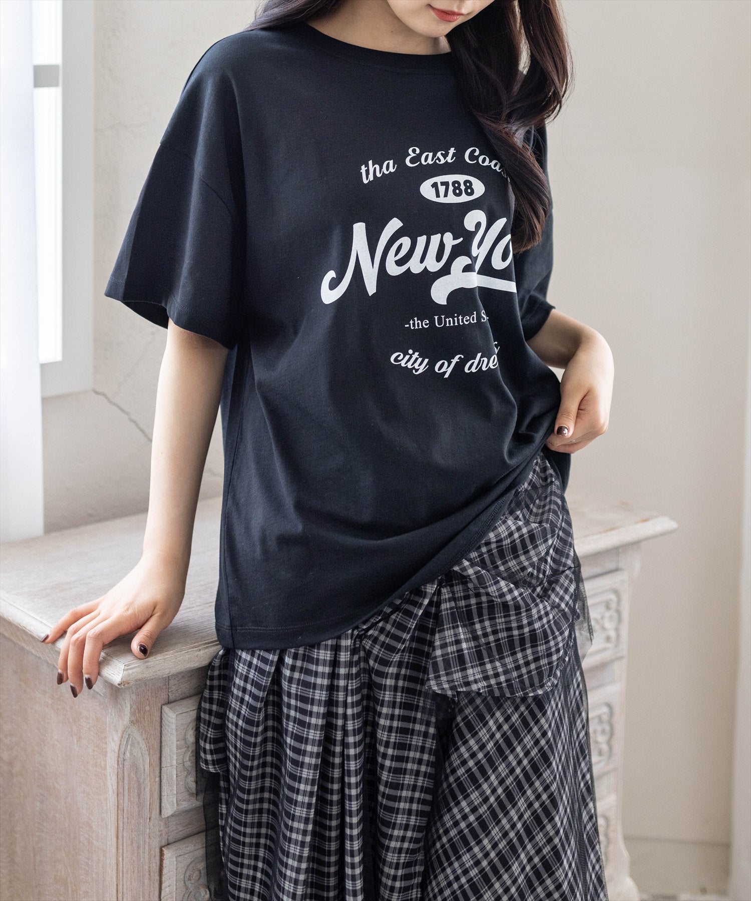 CLEAR BASIC オーバーサイズ/カレッジロゴビックTシャツ[CL9702