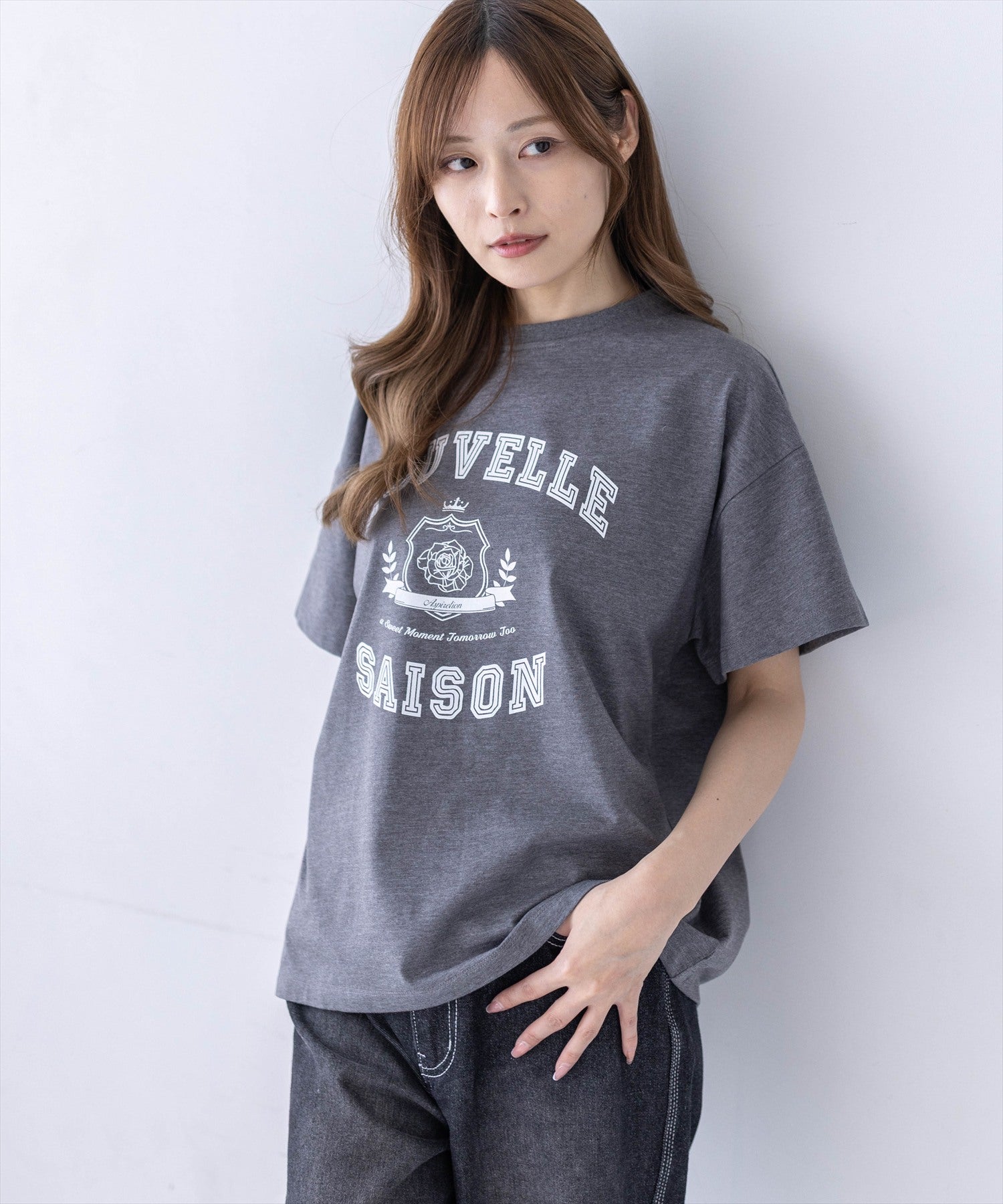 CLEAR BASIC≪新作≫オーバーサイズ/カレッジプリントビッグTシャツ