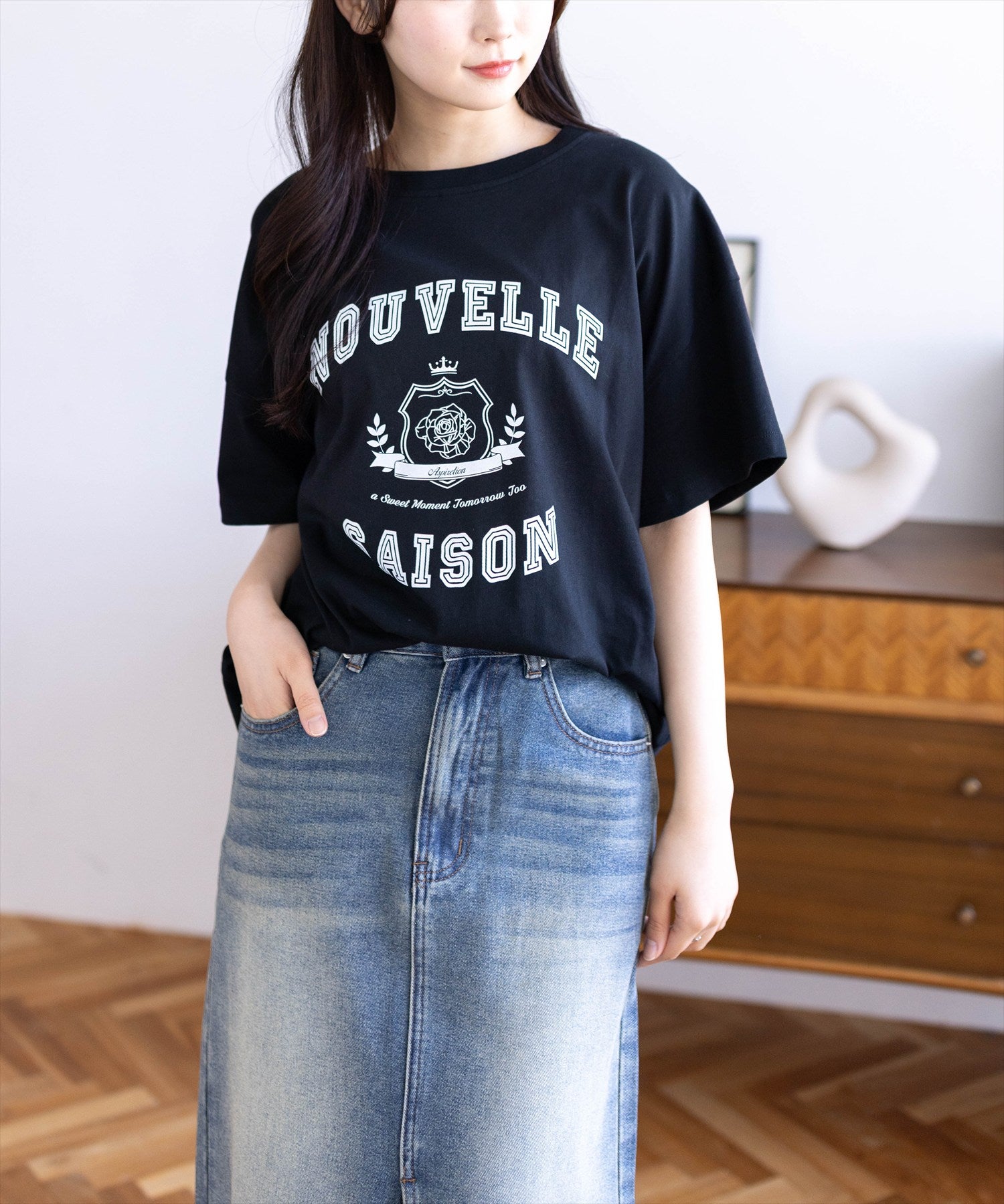 CLEAR BASIC オーバーサイズ/カレッジプリントビッグTシャツ[CL9700