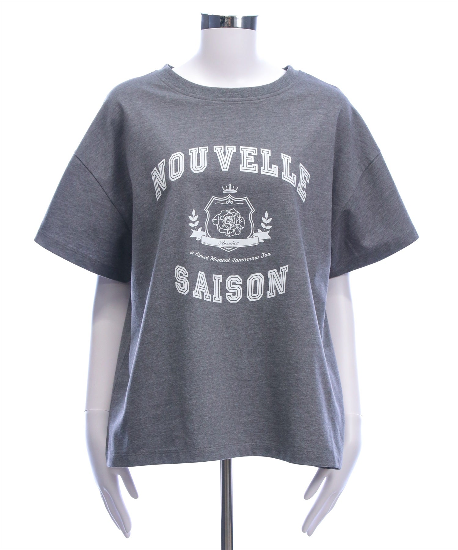 グレー Tシャツ ピースサイン CLEAR BASIC オーバーサイズ/カレッジプリントビッグTシャツ[CL9700