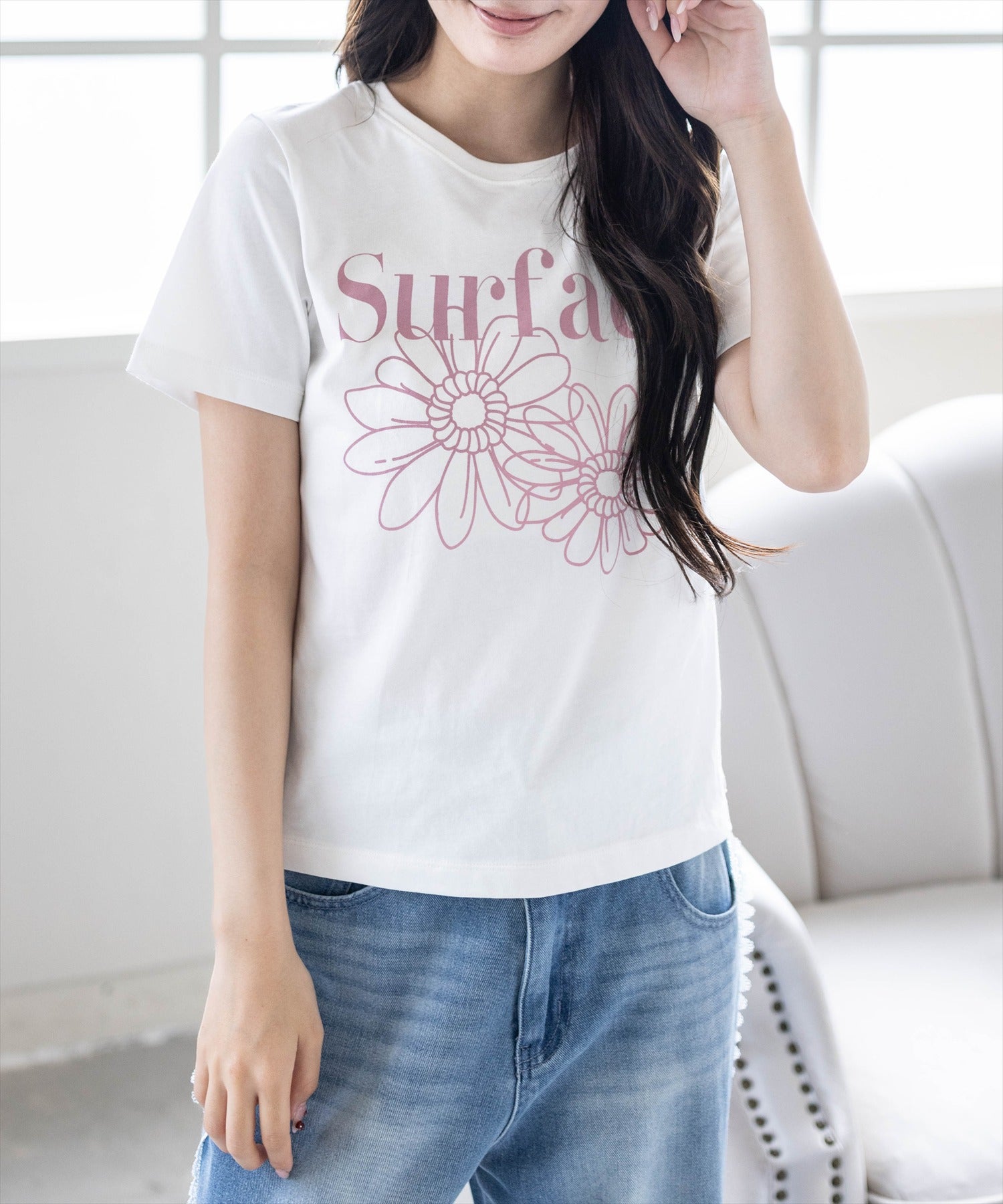 CLEAR BASIC≪新作≫レギュラーサイズ/フラワープリントTシャツ[CL9698