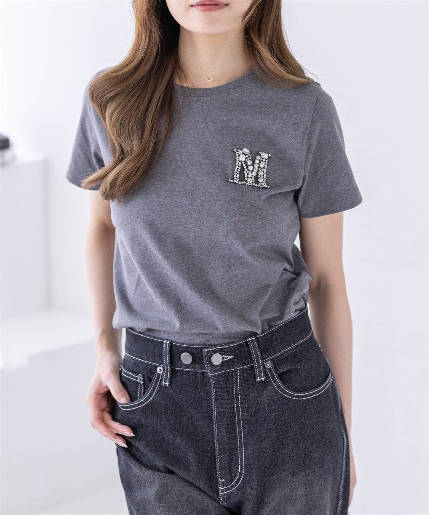 CLEAR BASIC≪新作≫レギュラーサイズ/ビジューロゴTシャツ[CL9736