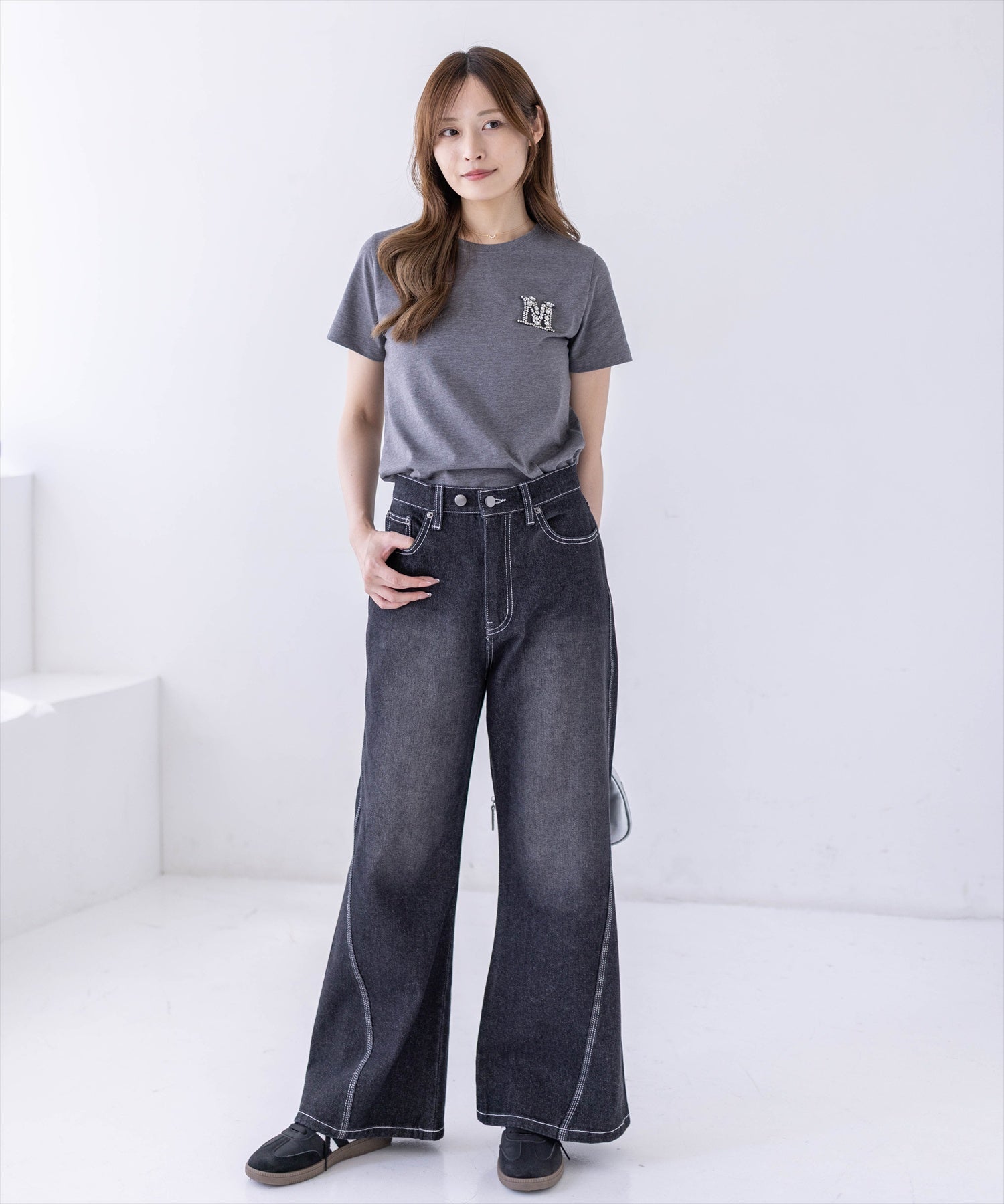 162cm/グレー着用