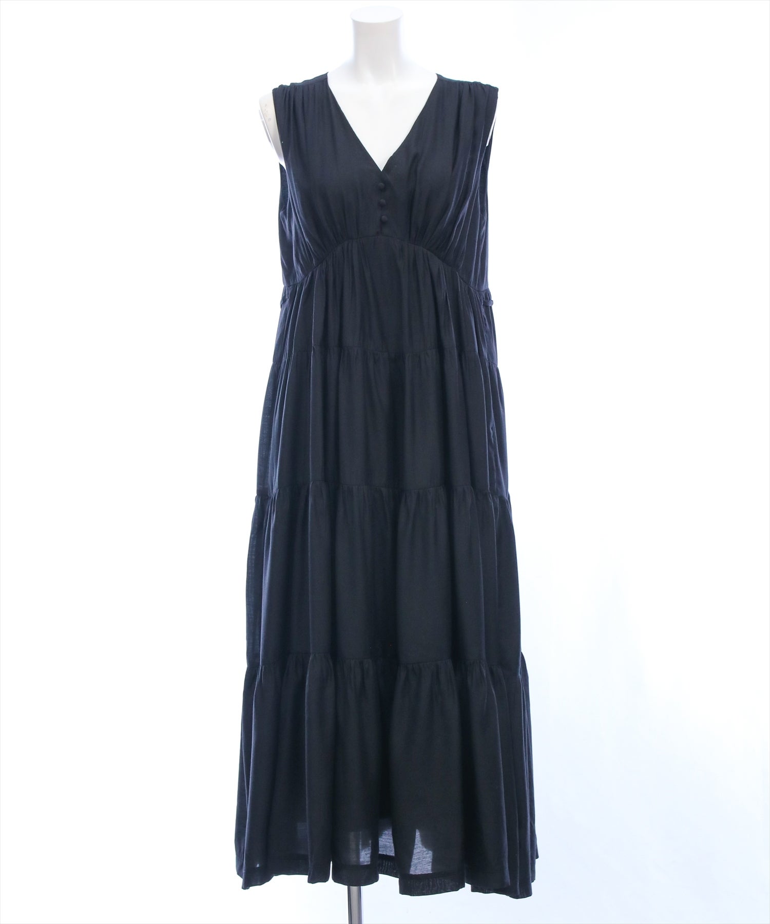 CLEAR BASIC≪再入荷≫Vネックノースリーブティアードワンピース