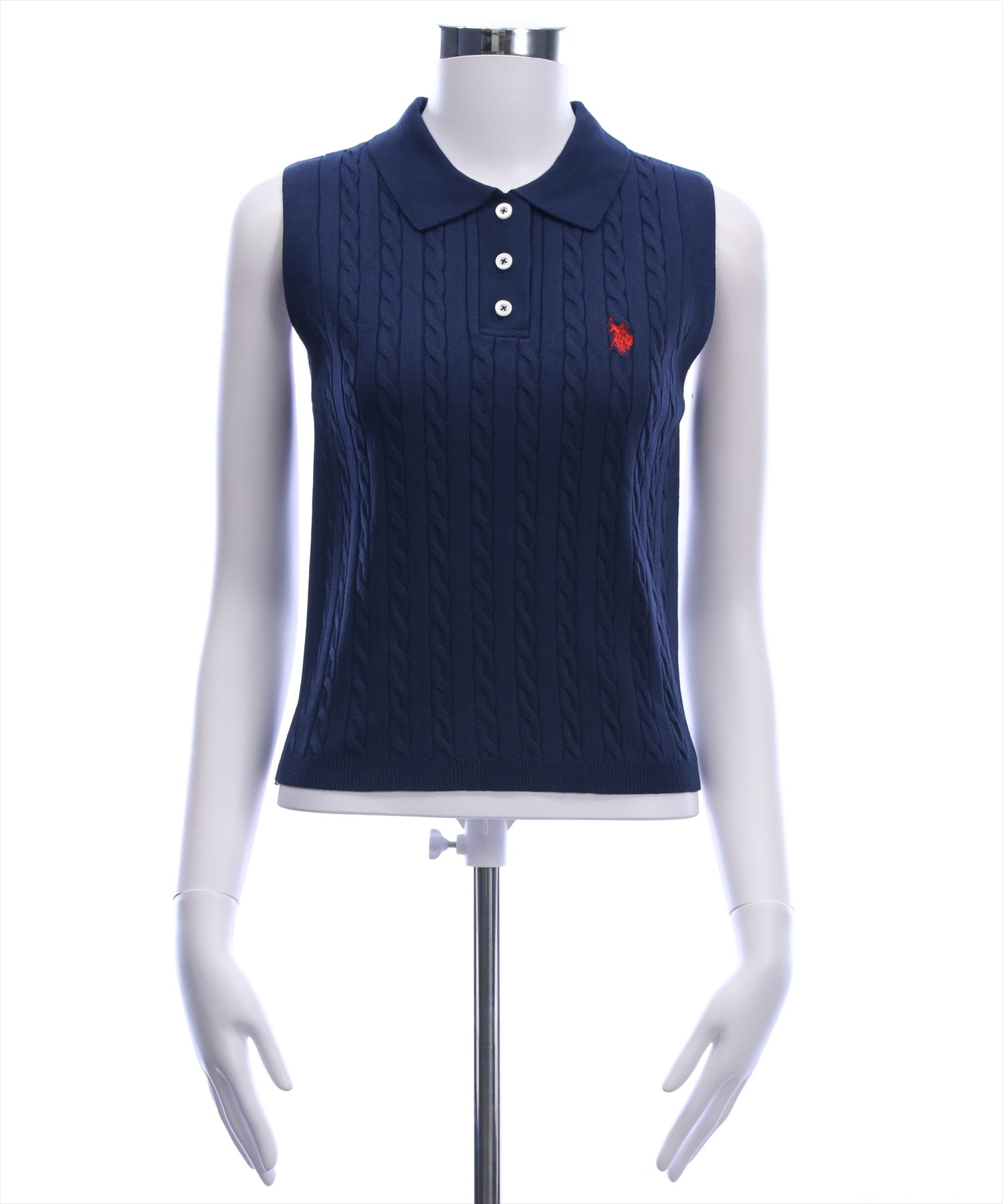 clear≪新色追加≫U.S. POLO ASSN. ケーブルノースリーブニット