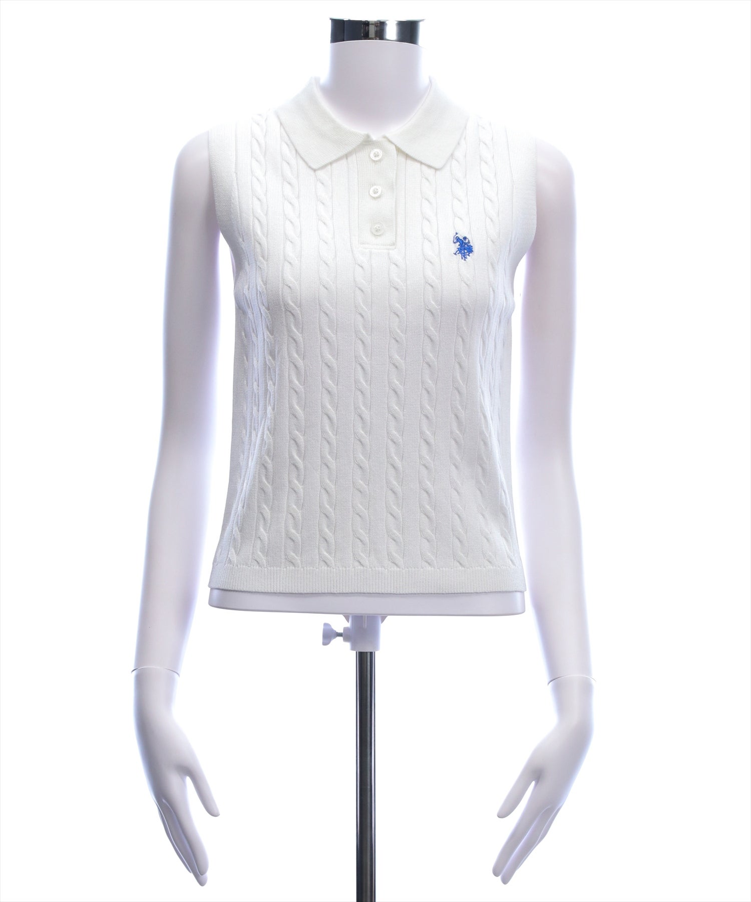clear≪再入荷≫U.S. POLO ASSN. ケーブルノースリーブニットトップス