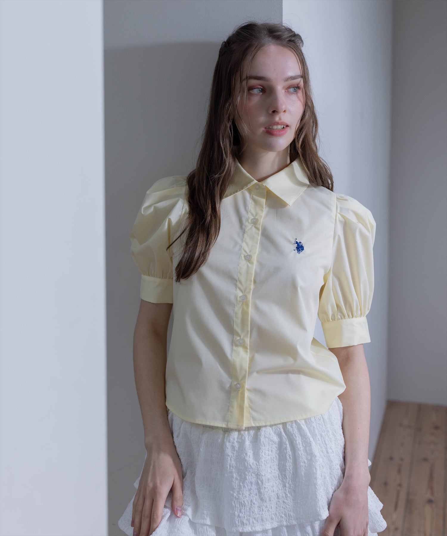 One&Only ホワイト/レッド キャンバス U.S. POLO ASSN. パフスリーブシャツブラウス レディース | clear公式通販