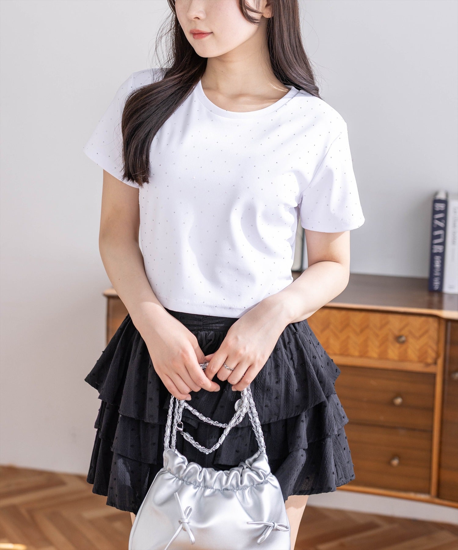 clear≪再入荷≫ラインストーンチビT[CL9686] | レディース