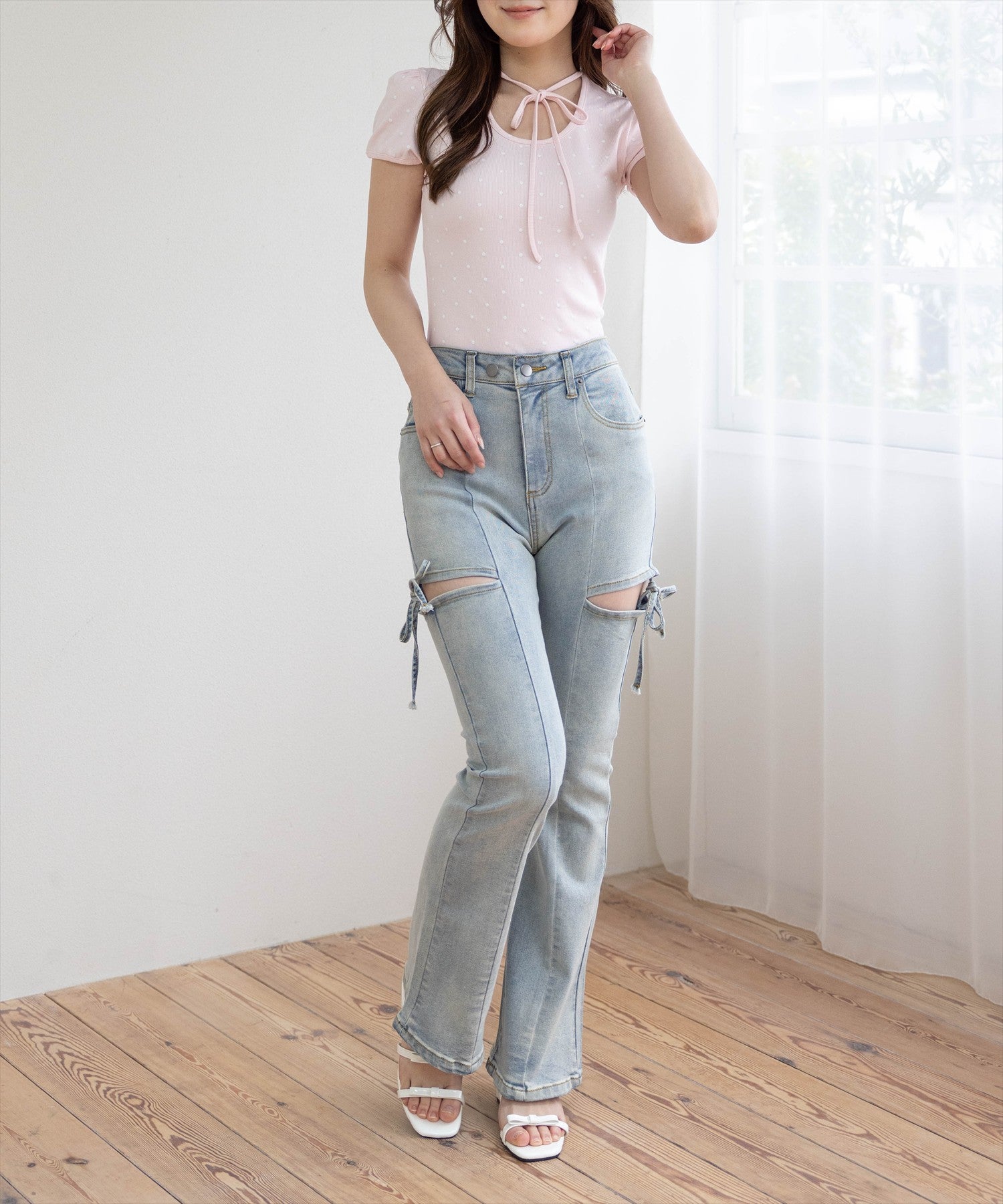 163cm/ピンク着用