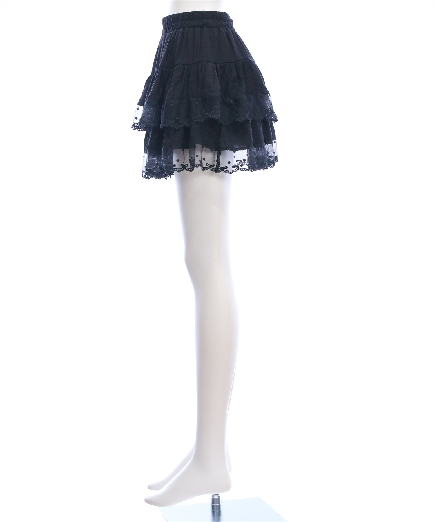 clear 裾リボンレースフリルティアードミニスカート[CL9805