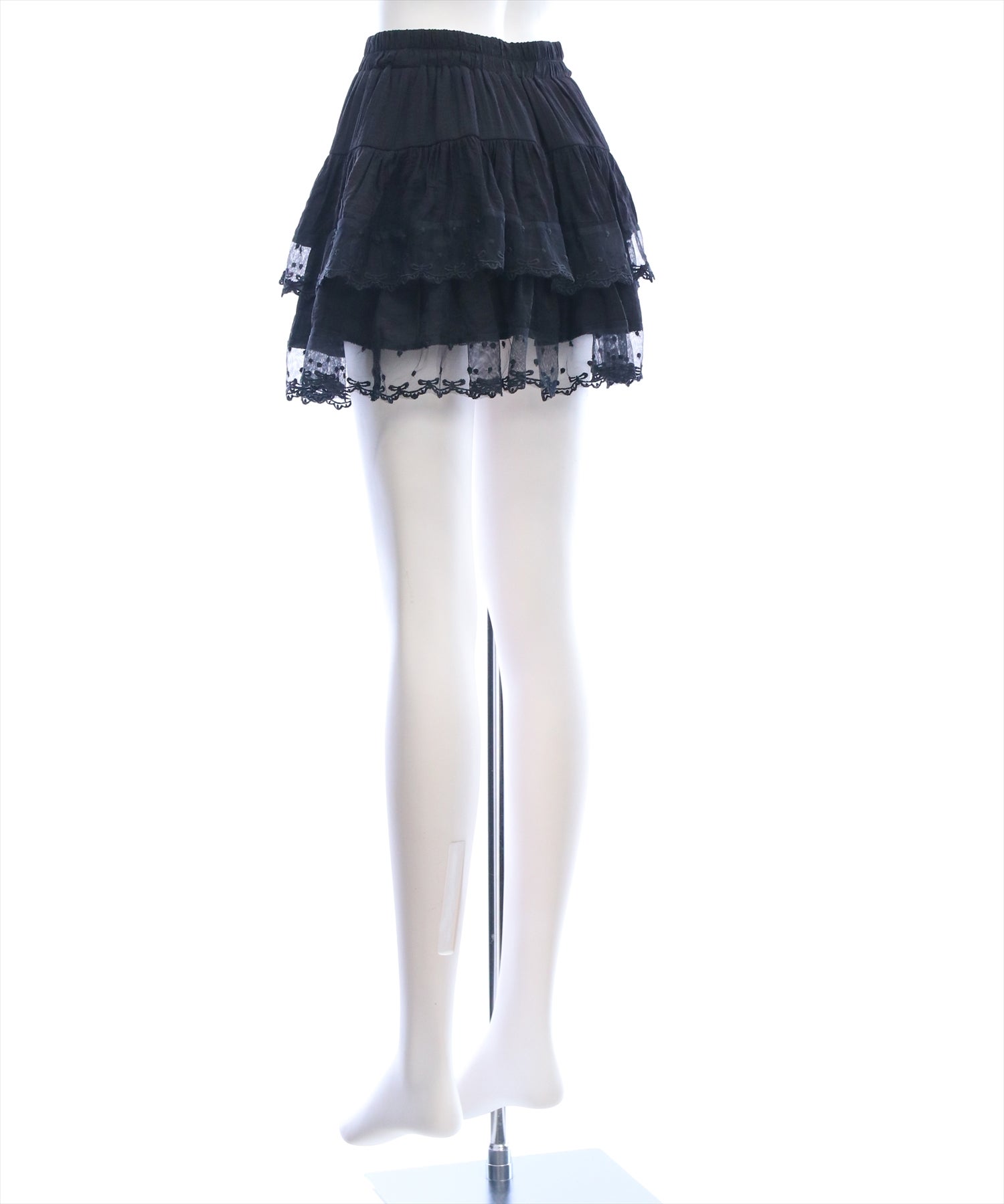 clear 裾リボンレースフリルティアードミニスカート[CL9805