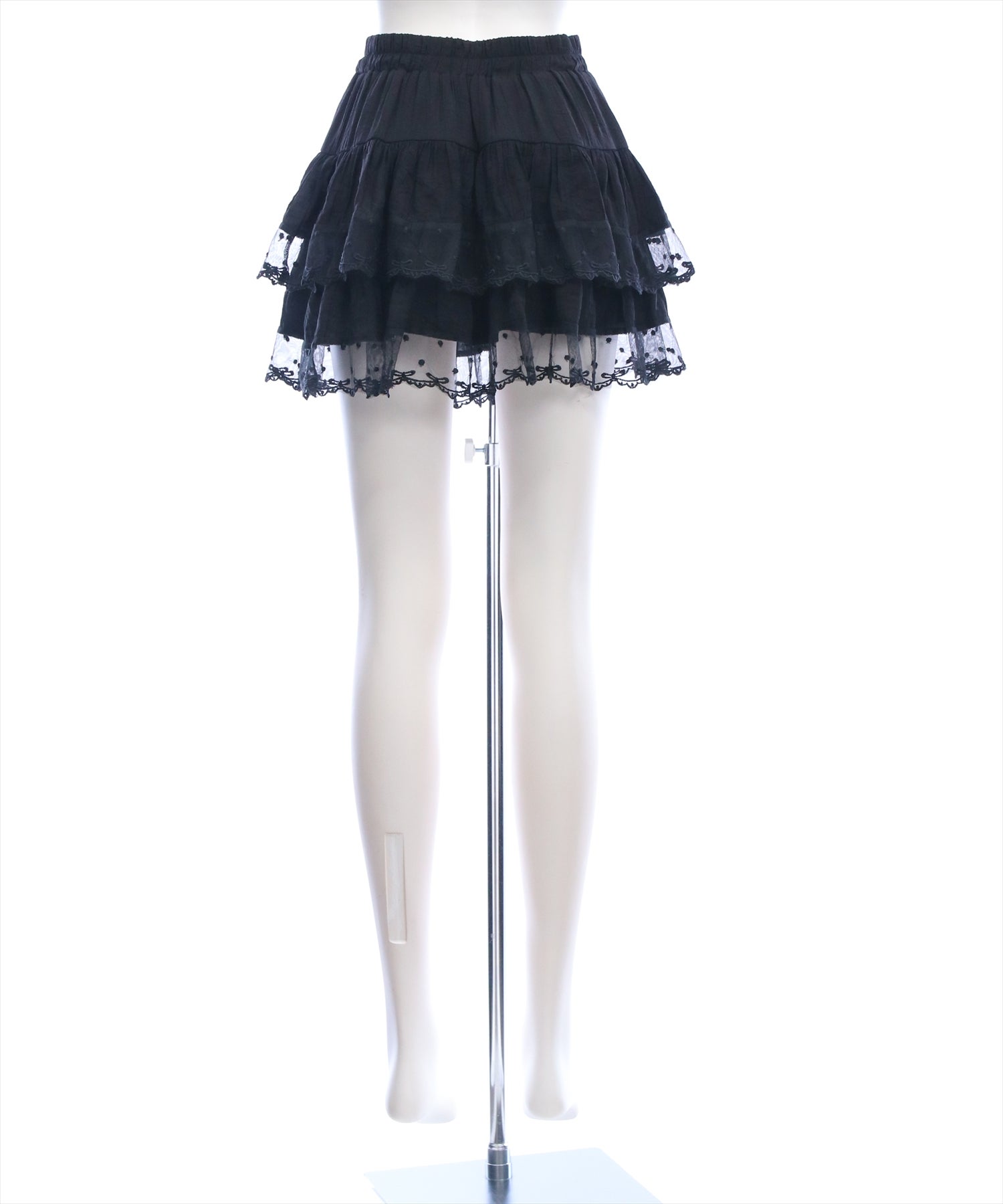 clear 裾リボンレースフリルティアードミニスカート[CL9805