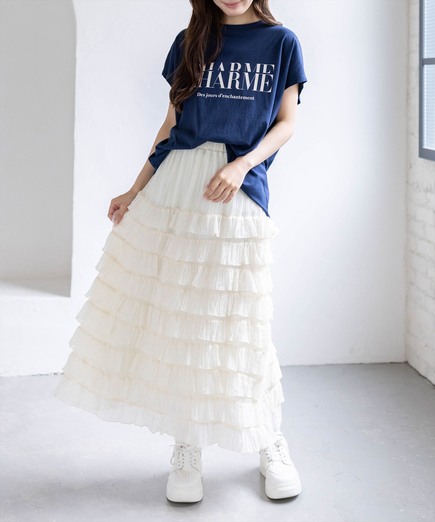 161cm/アイボリー着用