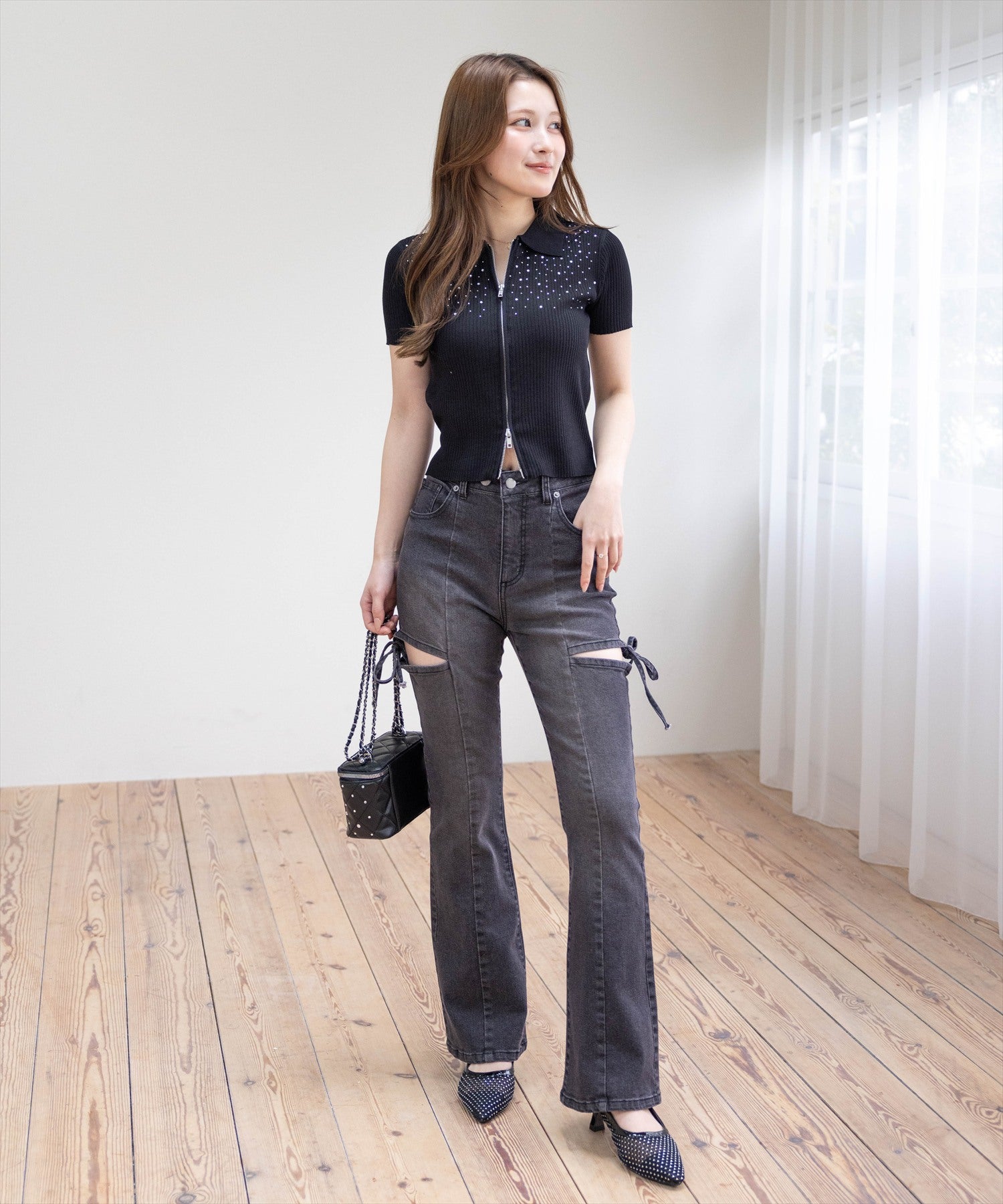 163cm/ブラック着用