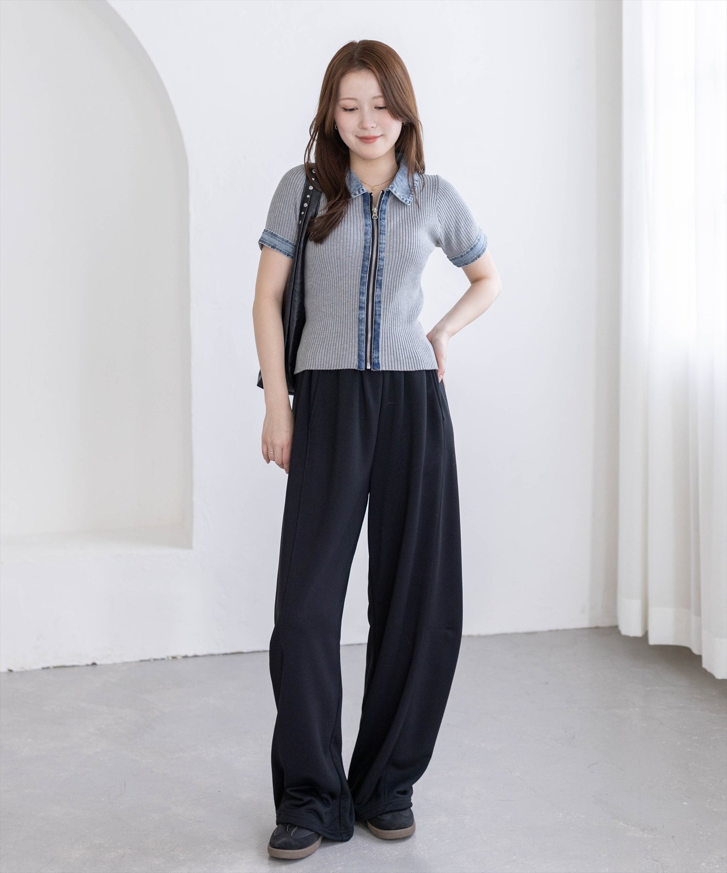 163cm/グレー着用