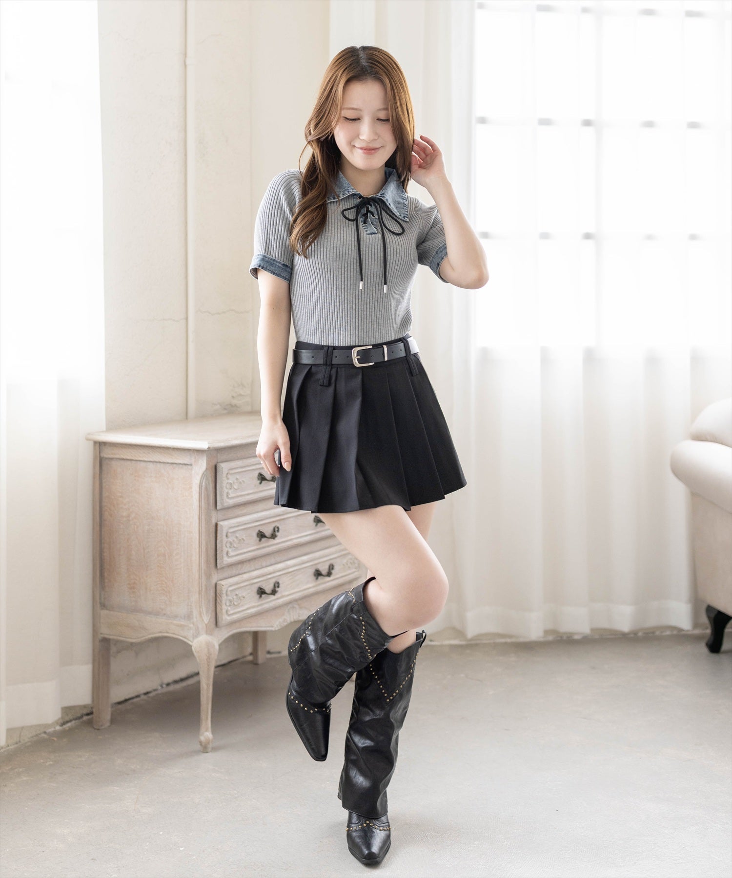 163cm/ブラック着用