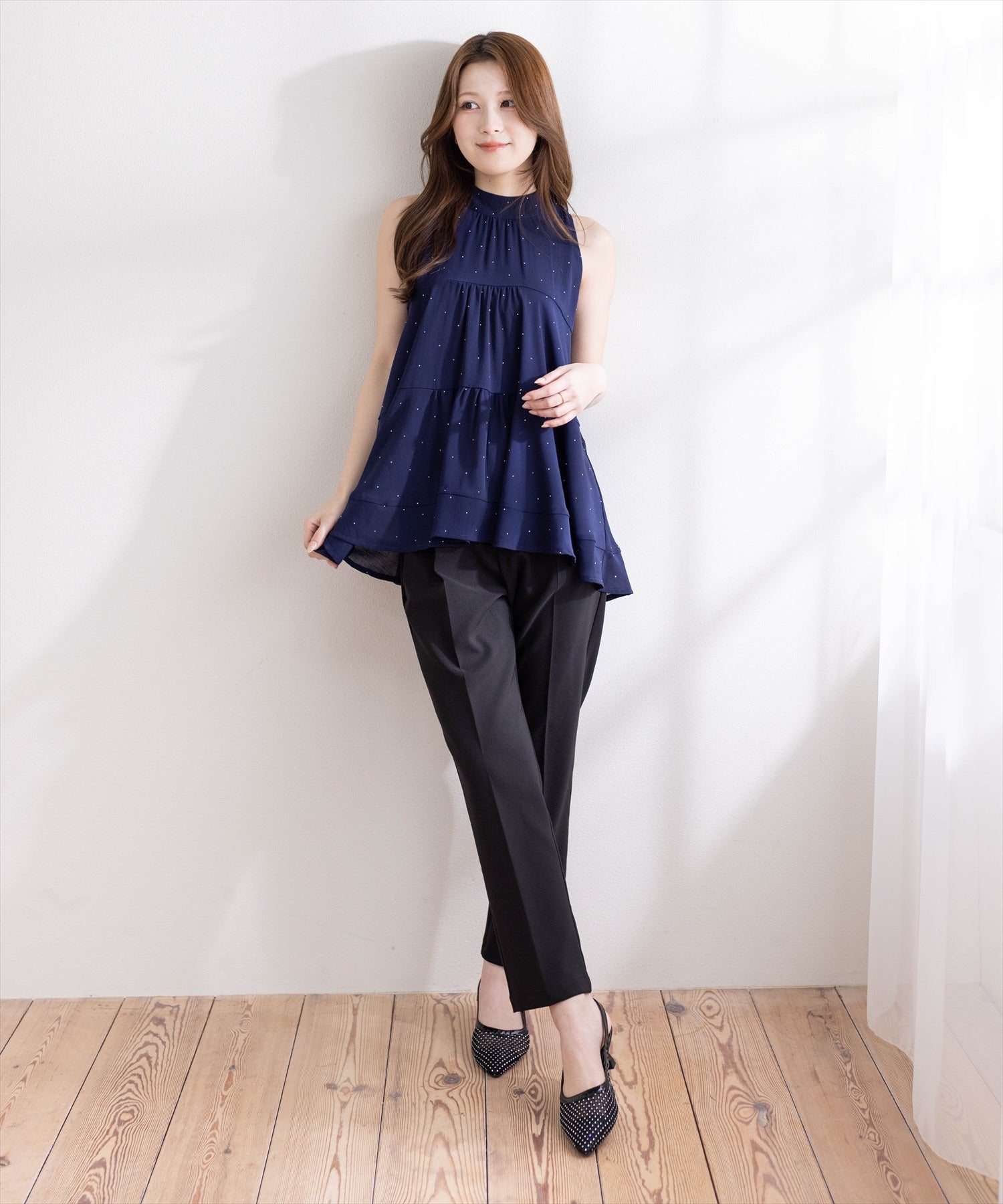 163cm/ネイビー着用