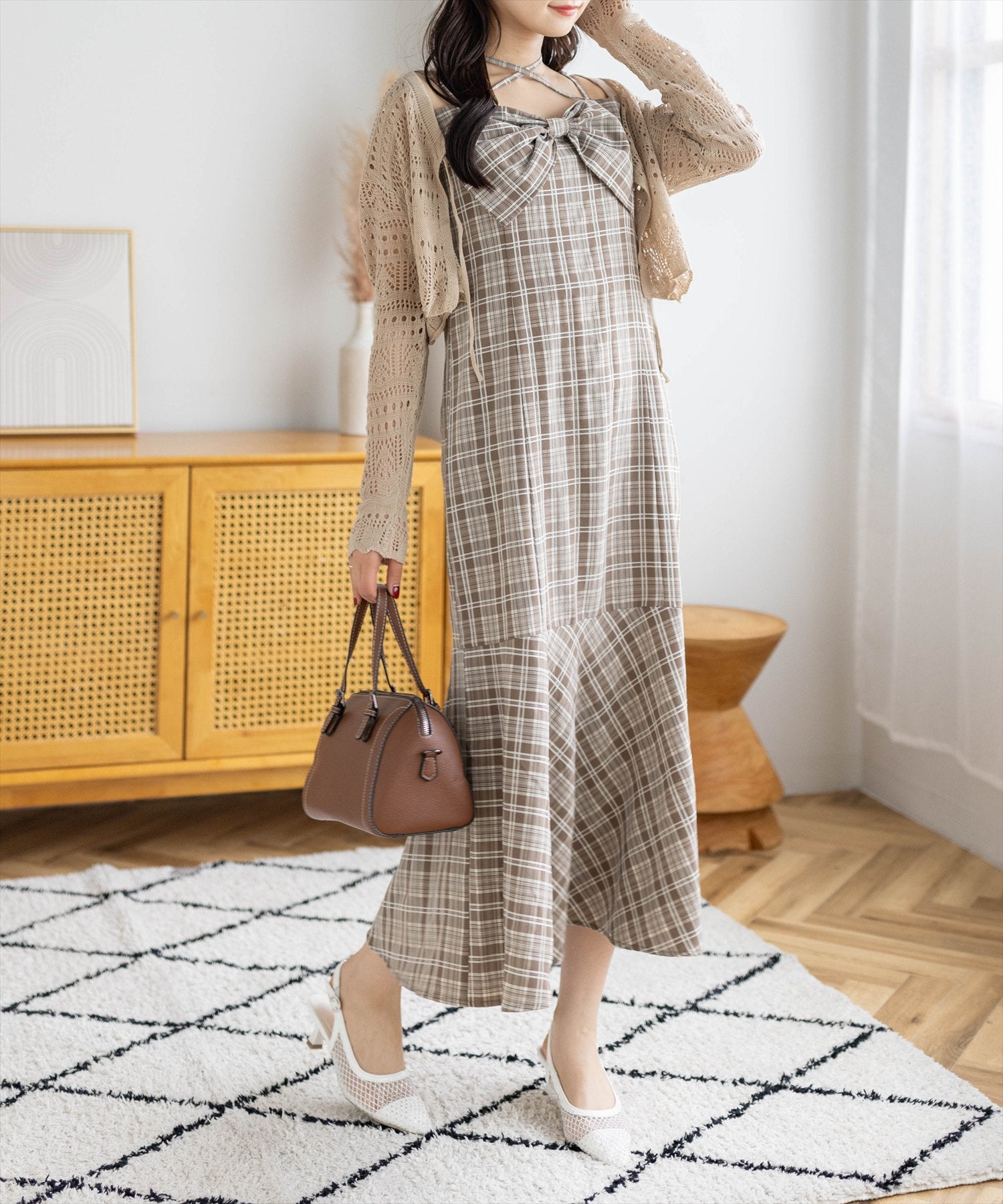 Burberry ベージュ ホルダーネック リボン ワンピース CLEAR BASIC≪再入荷≫ホルターネックリボンキャミワンピース[CL9855