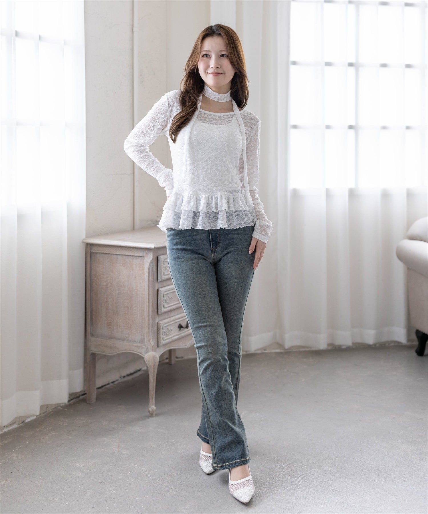 163cm/オフホワイト着用