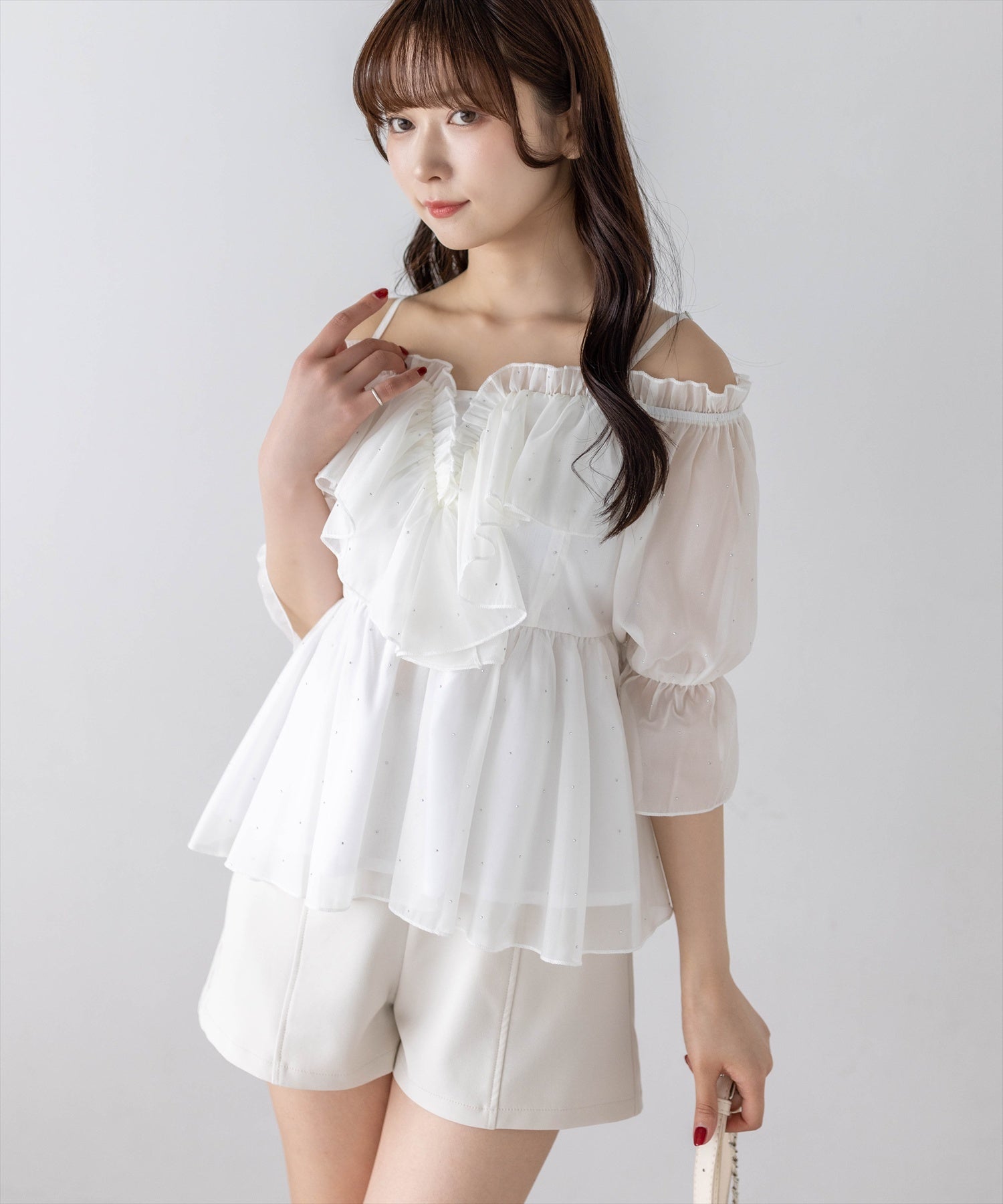 clear≪再入荷≫フロントフリルオフショルブラウス[CL9894