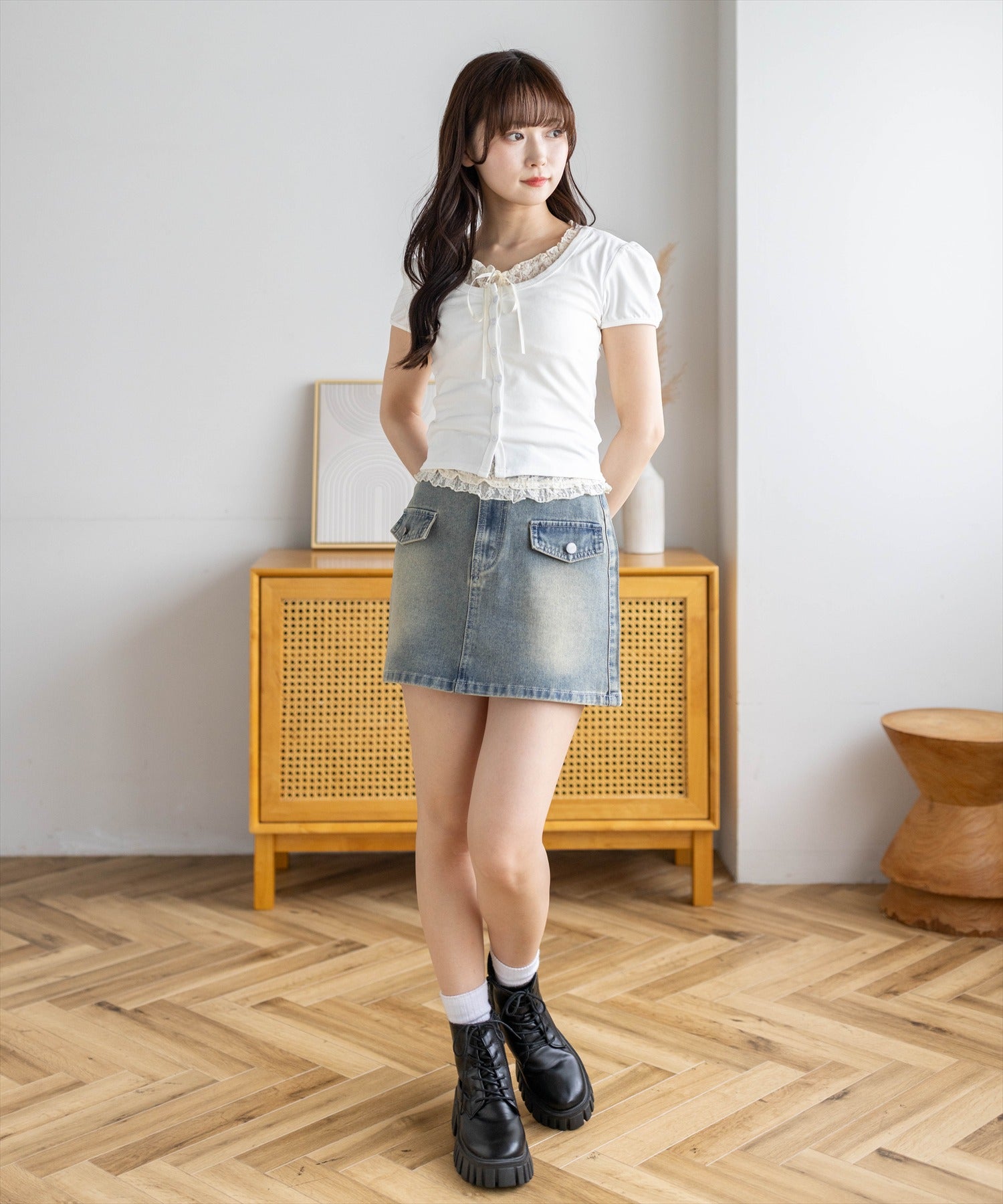 162cm/アイボリー着用