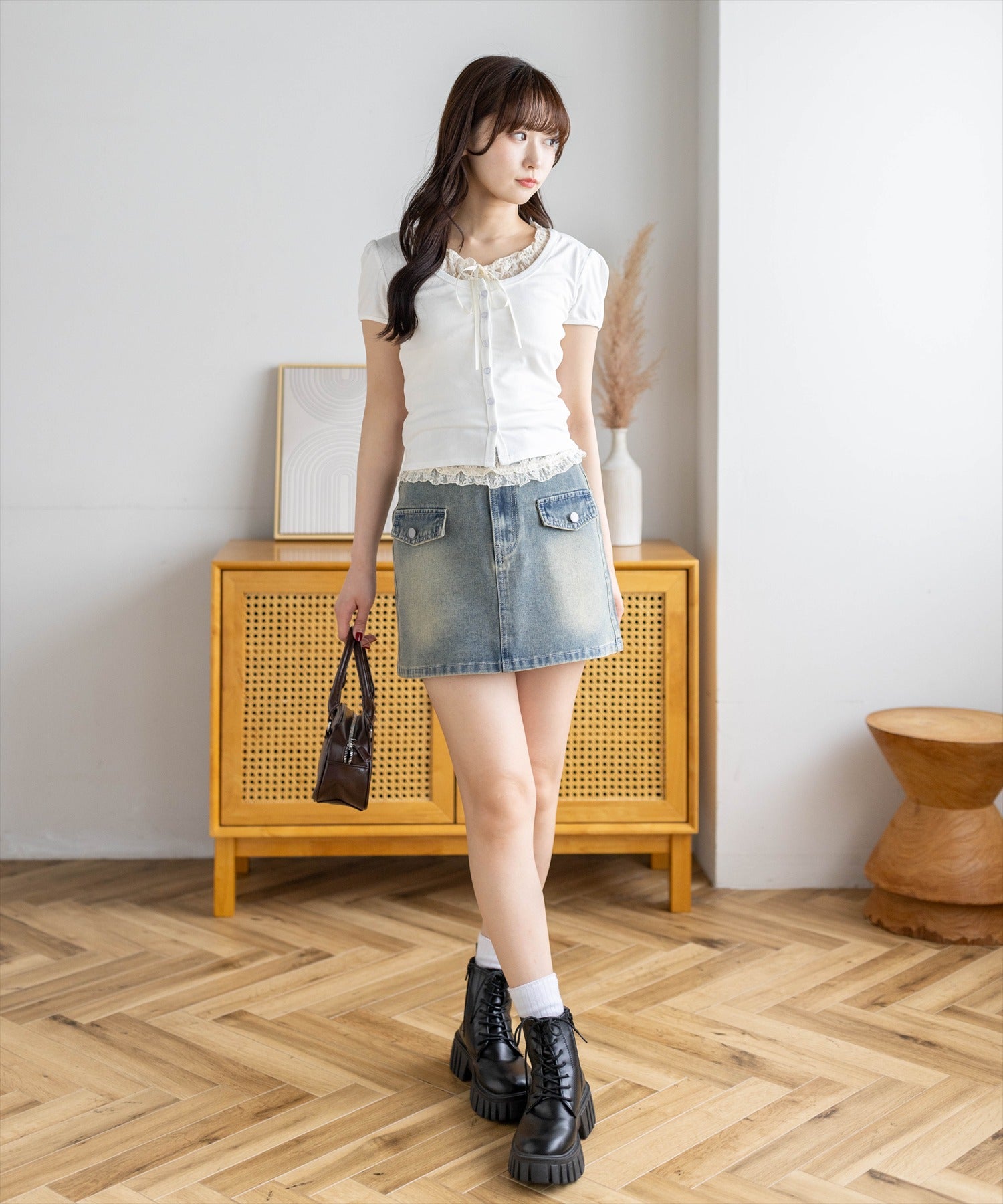 162cm/アイボリー着用