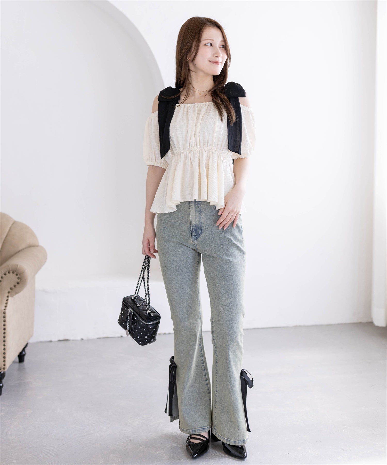 163cm/アイボリー着用