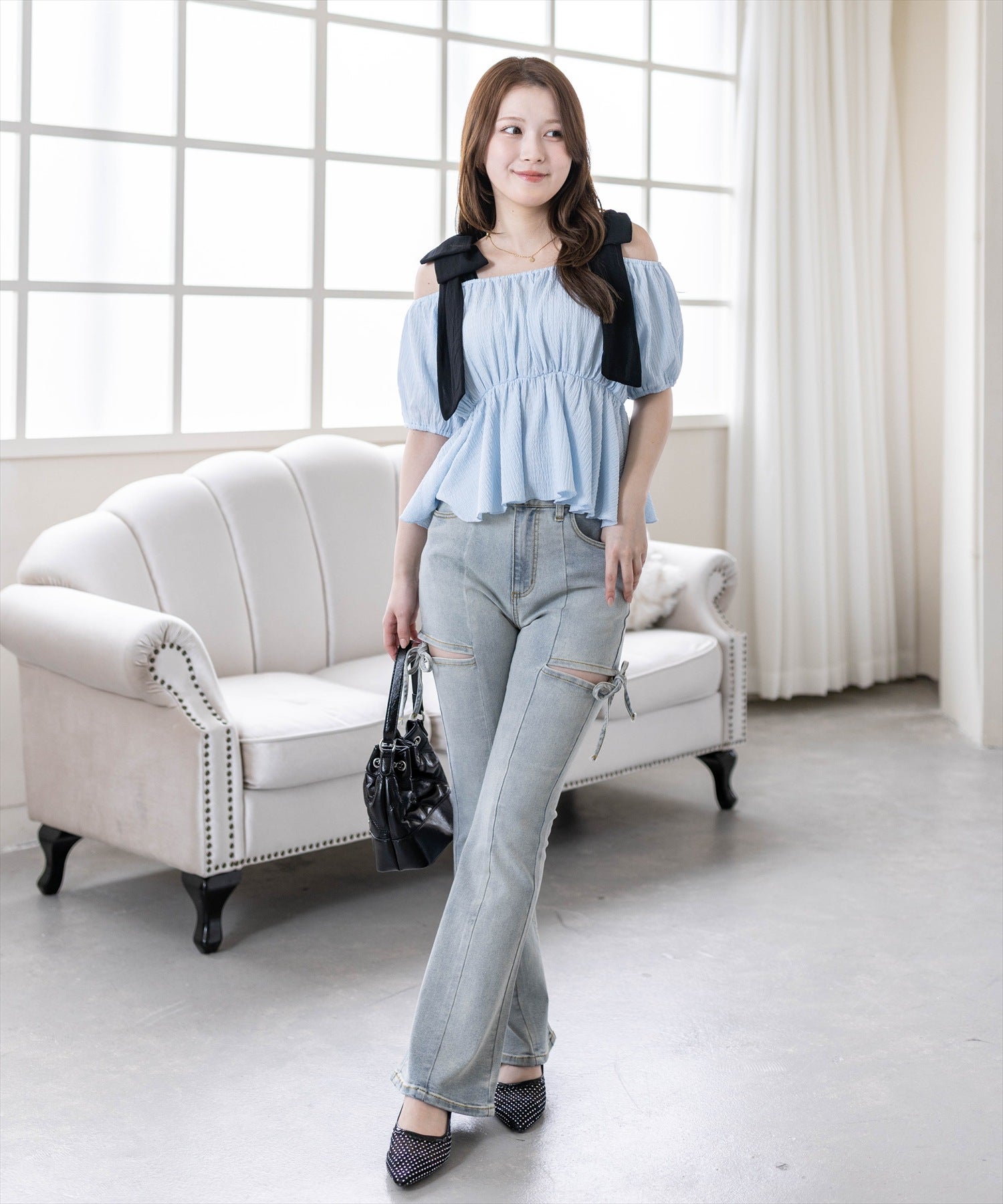 163cm/サックス着用