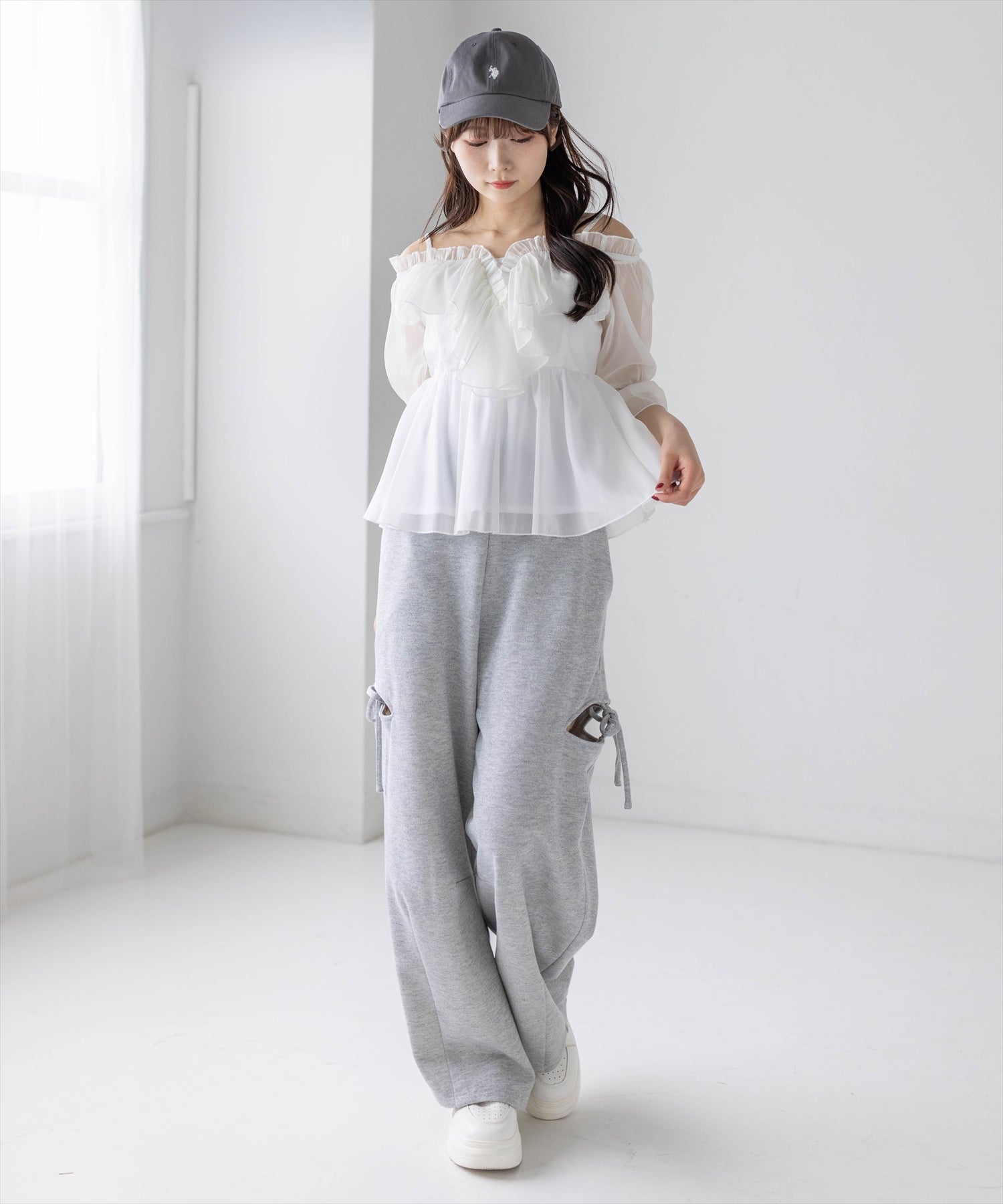 clear≪新作≫サイドスリットリボン付きラメスウェットパンツ(セット可