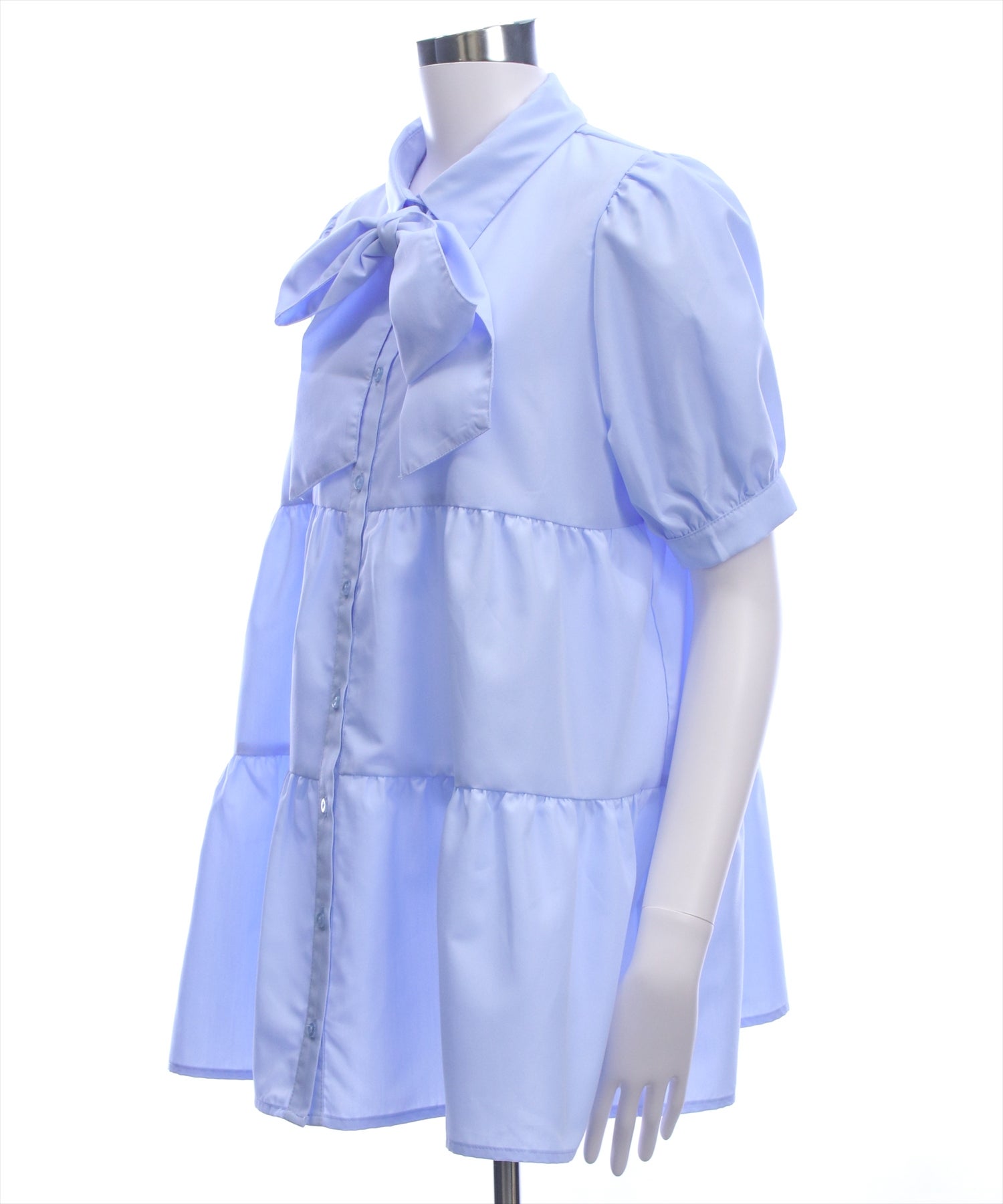 clear≪新作/再入荷≫ビッグリボンティアード半袖ミニワンピース