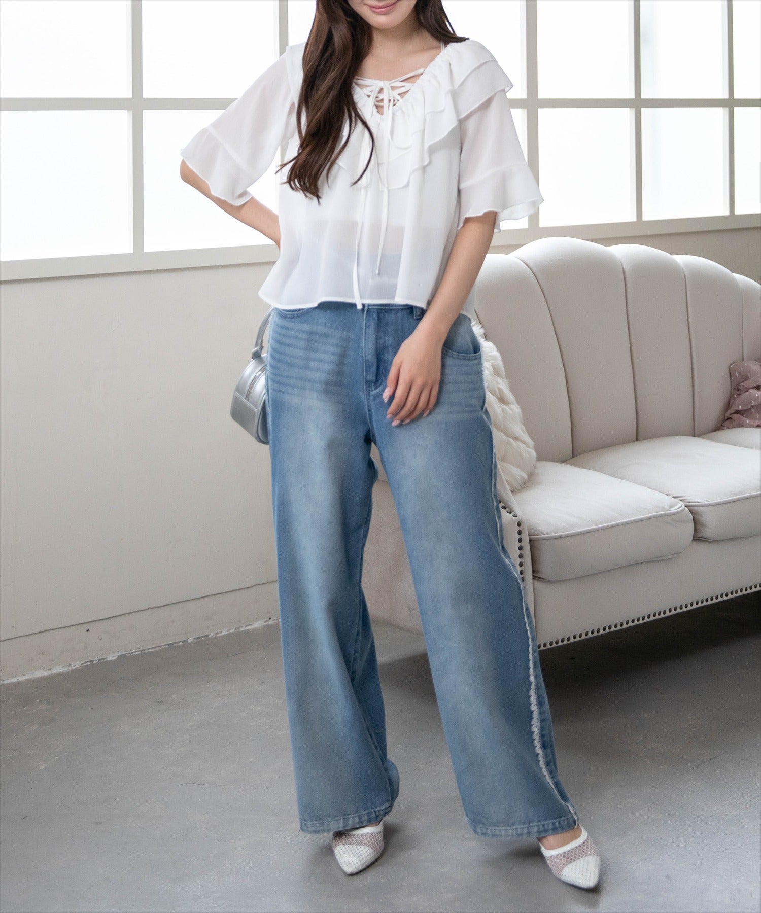 161cm/オフホワイト着用