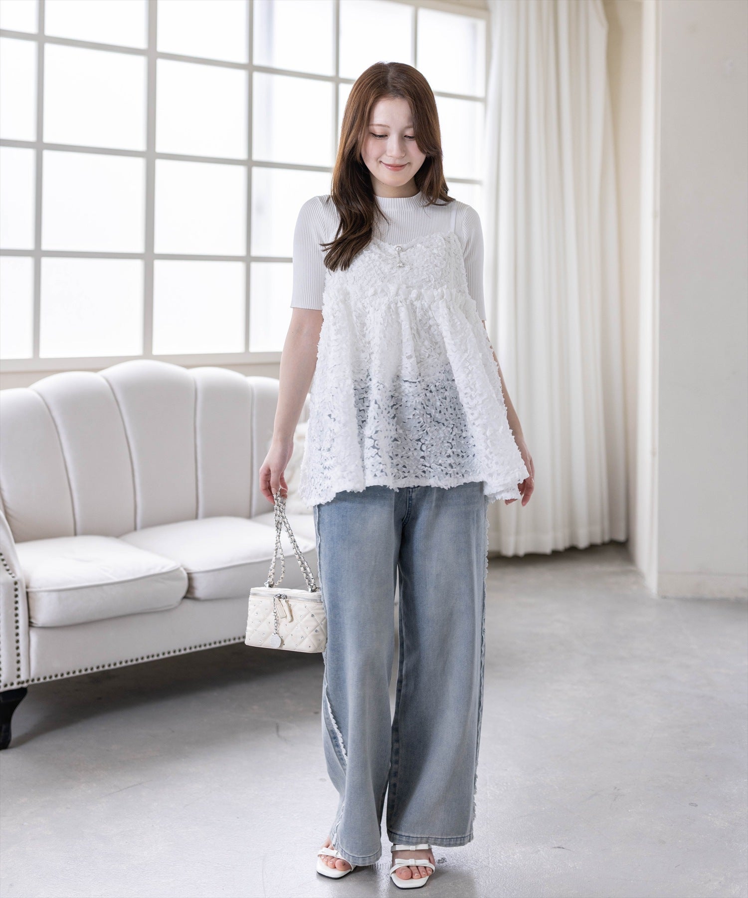 163cm/オフホワイト着用