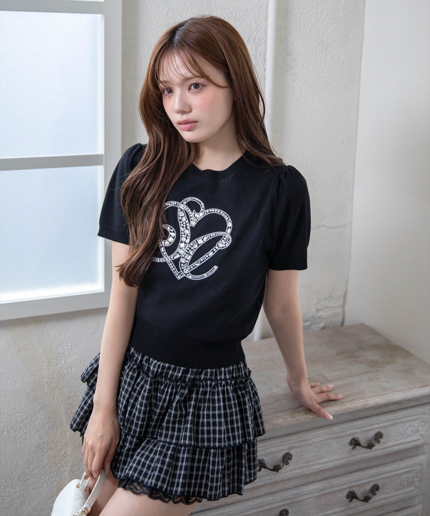 clear≪新作≫ビジューロゴ半袖ニットトップス[CL9899] | レディース