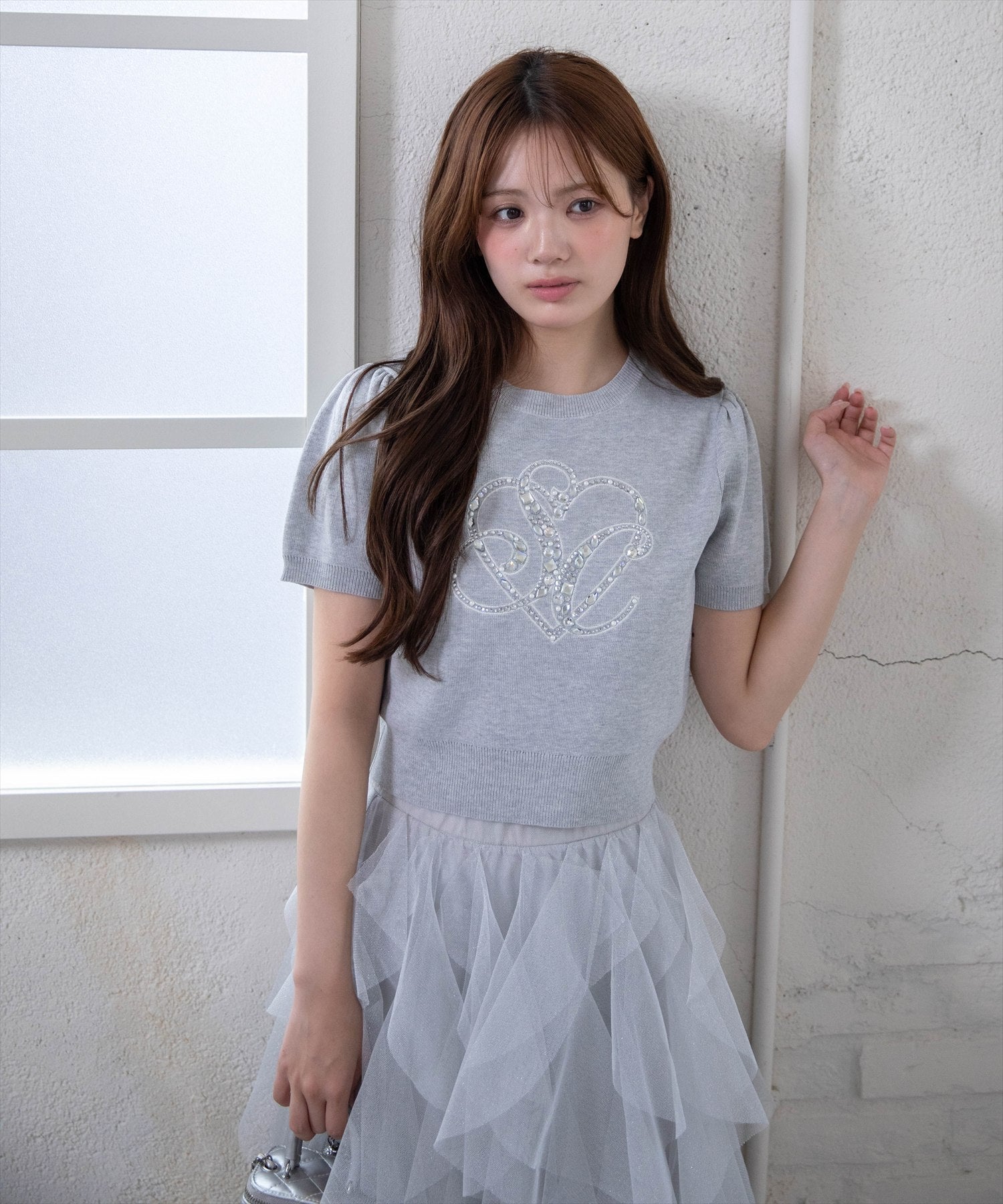 clear≪新作≫ビジューロゴ半袖ニットトップス[CL9899] | レディース