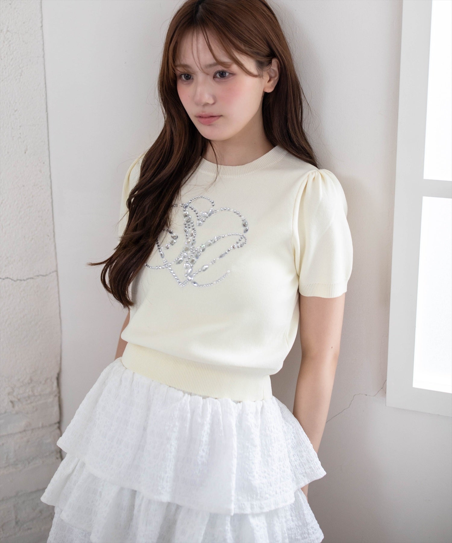 clear≪新作≫ビジューロゴ半袖ニットトップス[CL9899] | レディース
