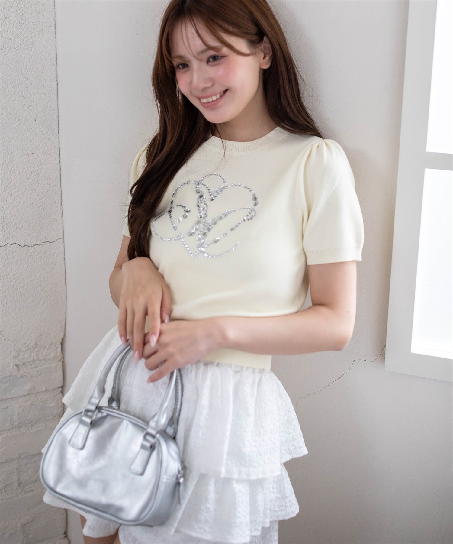 clear≪新作≫ビジューロゴ半袖ニットトップス[CL9899] | レディース