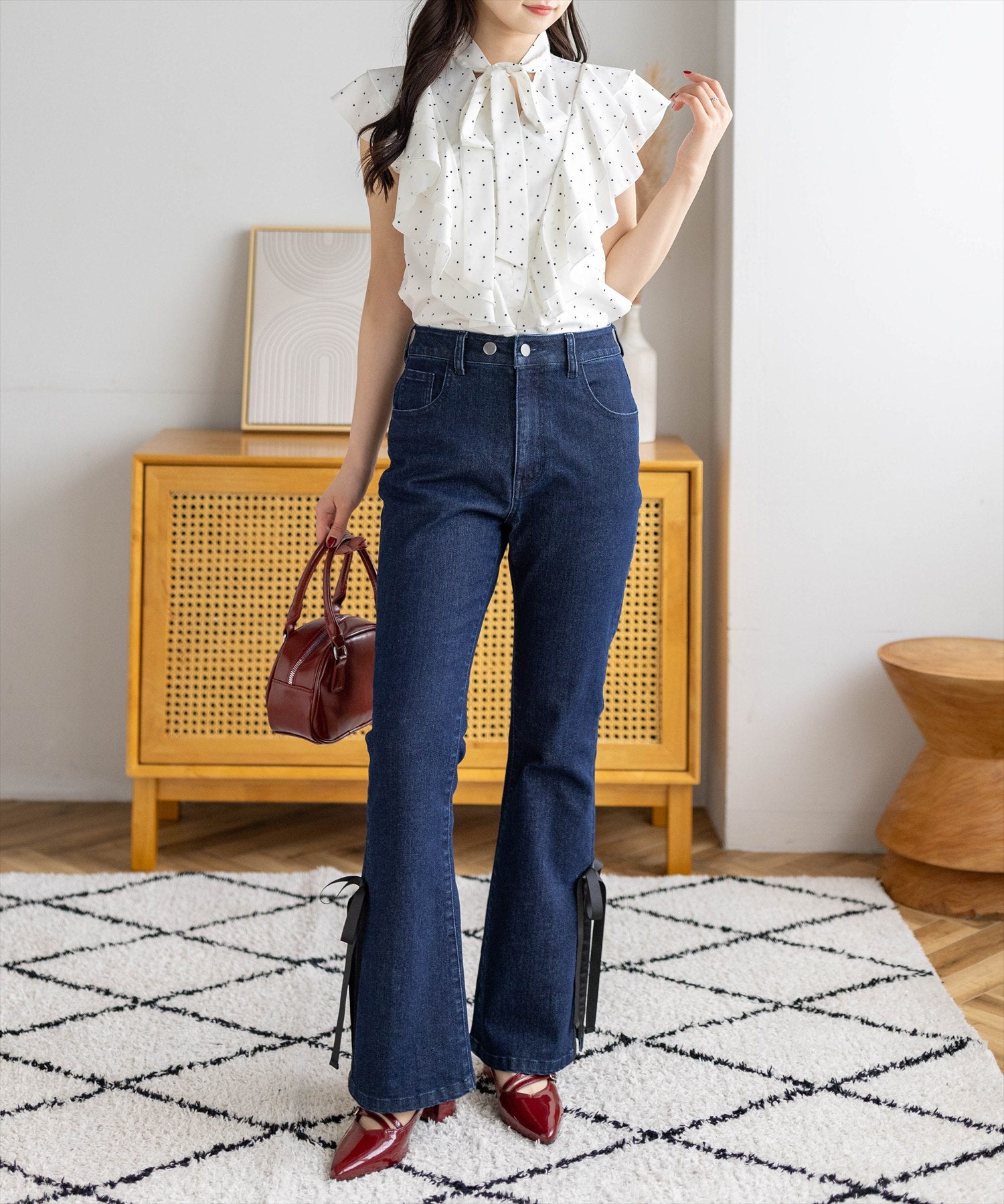 162cm/ホワイトドット着用