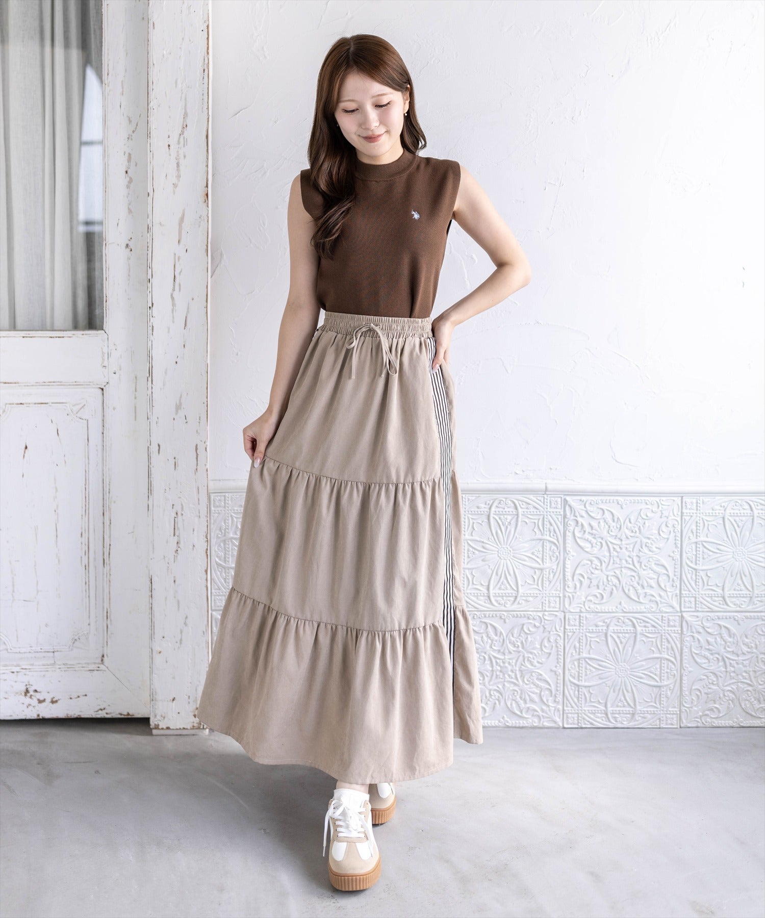 163cm/ベージュ着用
