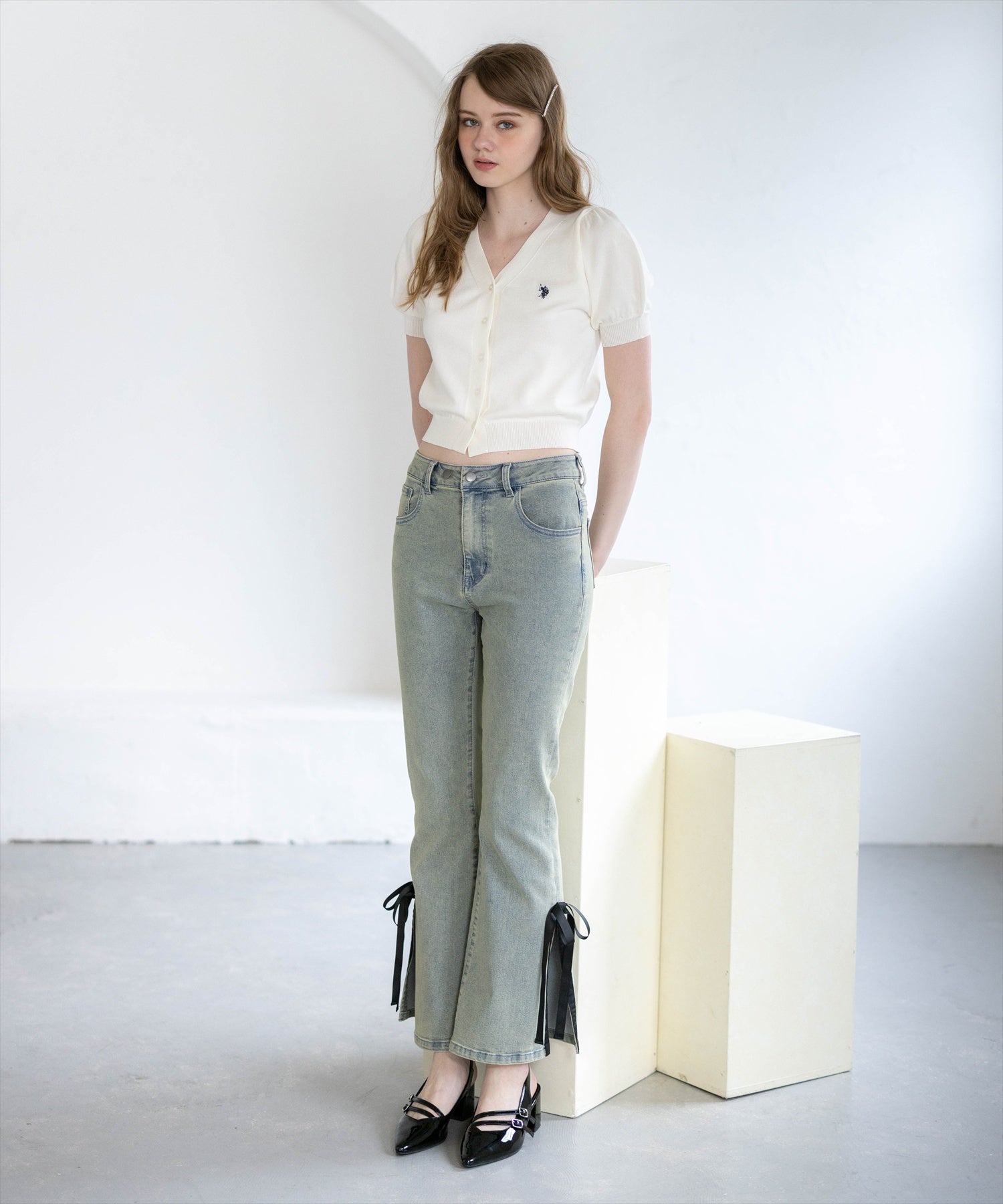 175cm/アイボリー着用