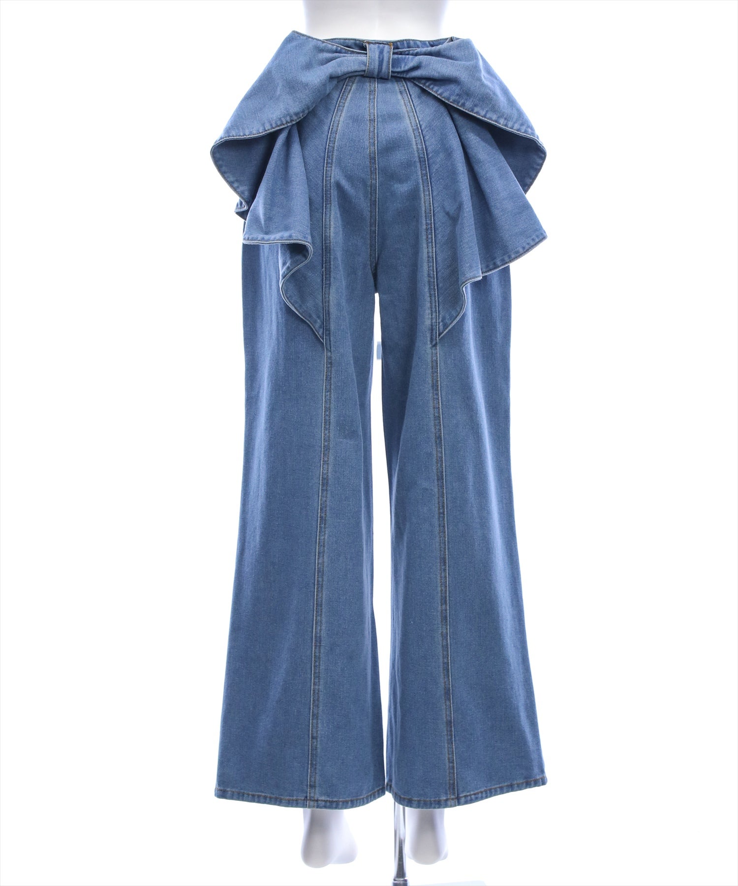 バックリボンワイドデニムパンツ レディースファッション | clear