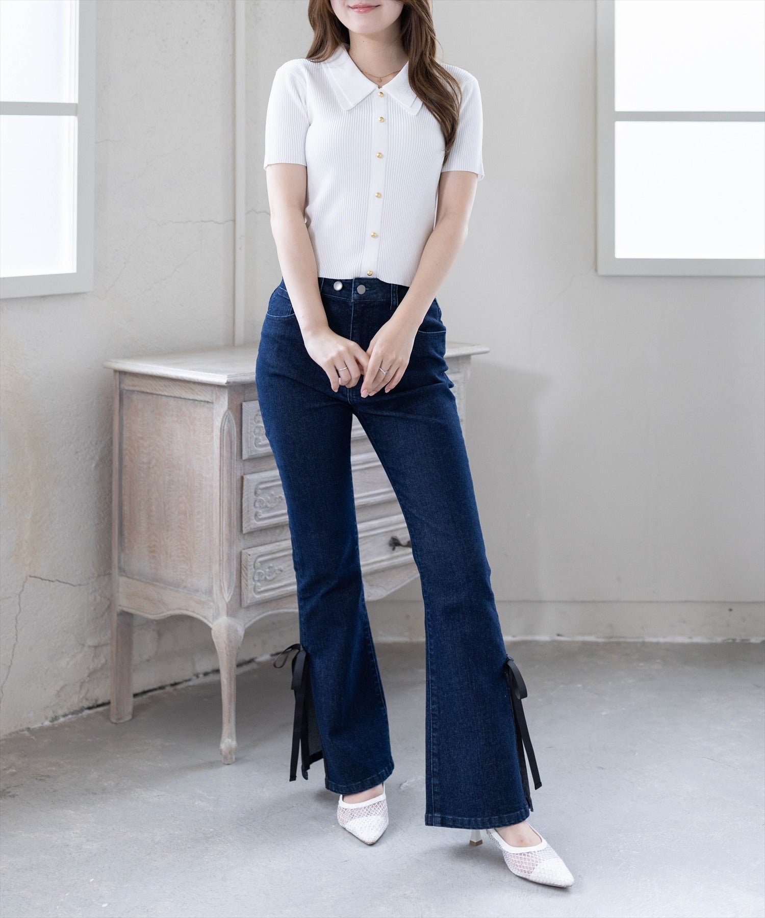 163cm/オフホワイト着用