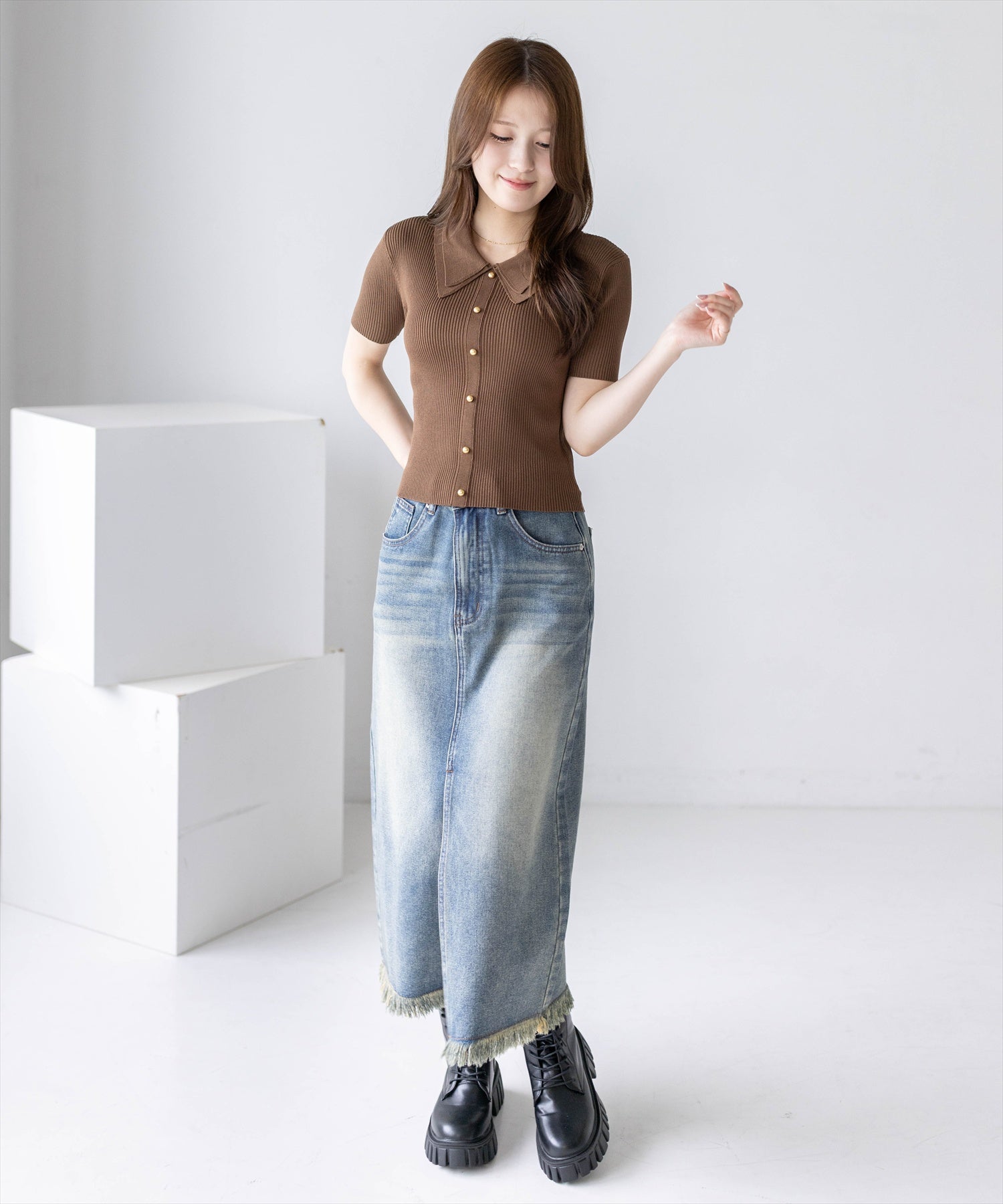 163cm/ブラウン着用