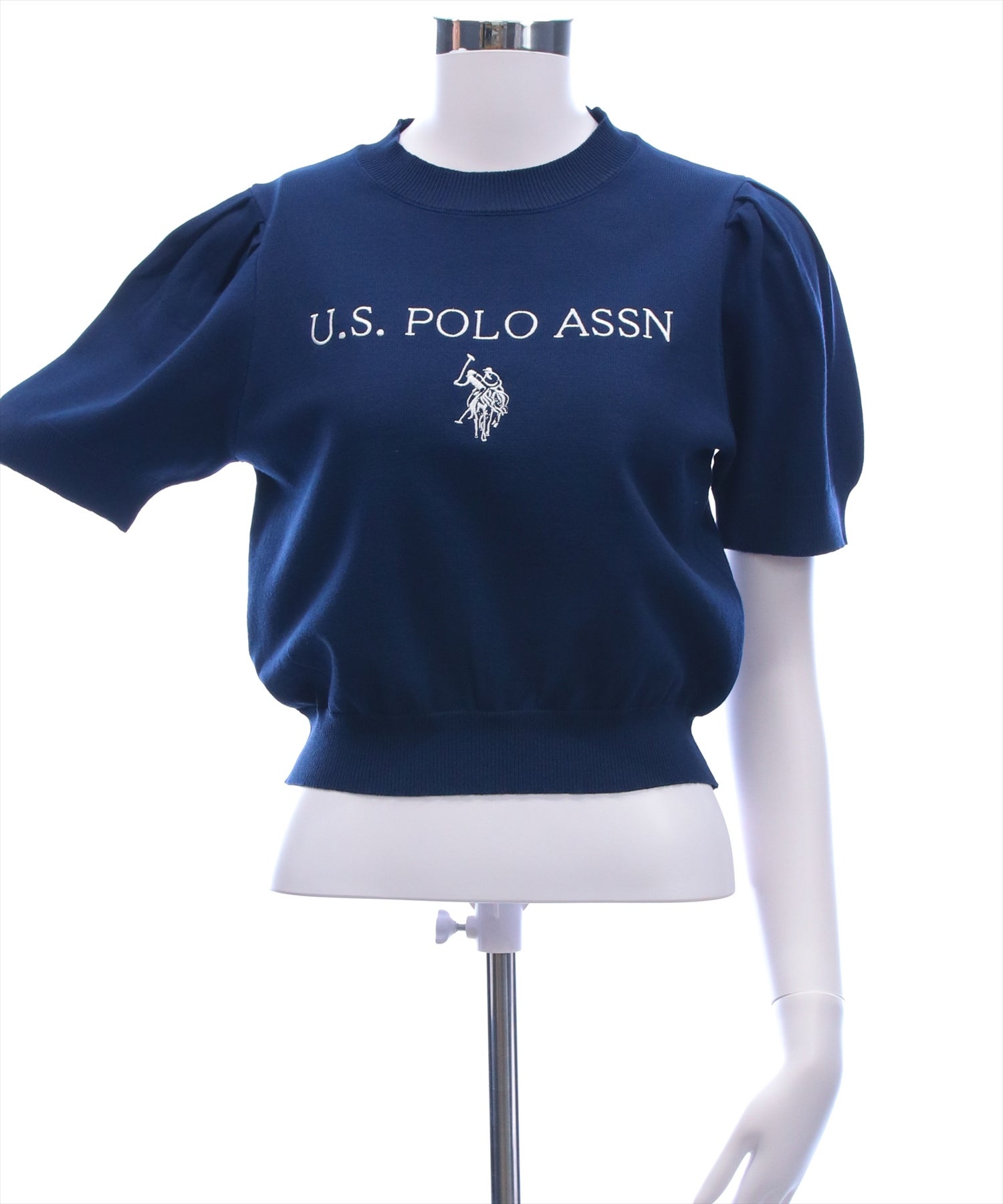 U.S. POLO ASSN. ロゴ刺繍半袖ニット レディース｜ニットトップス