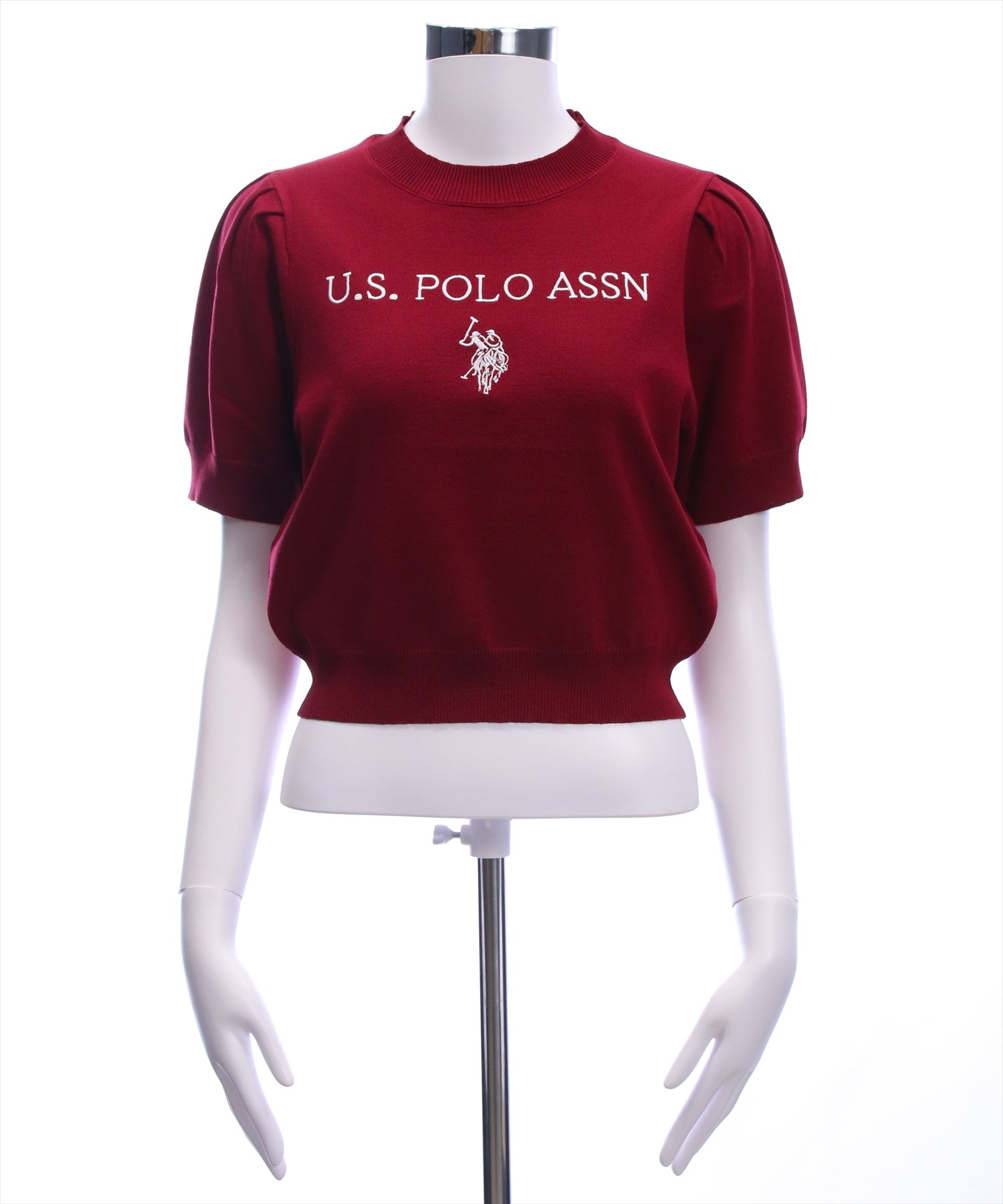 U.S. POLO ASSN. ロゴ刺繍半袖ニット レディース｜ニットトップス